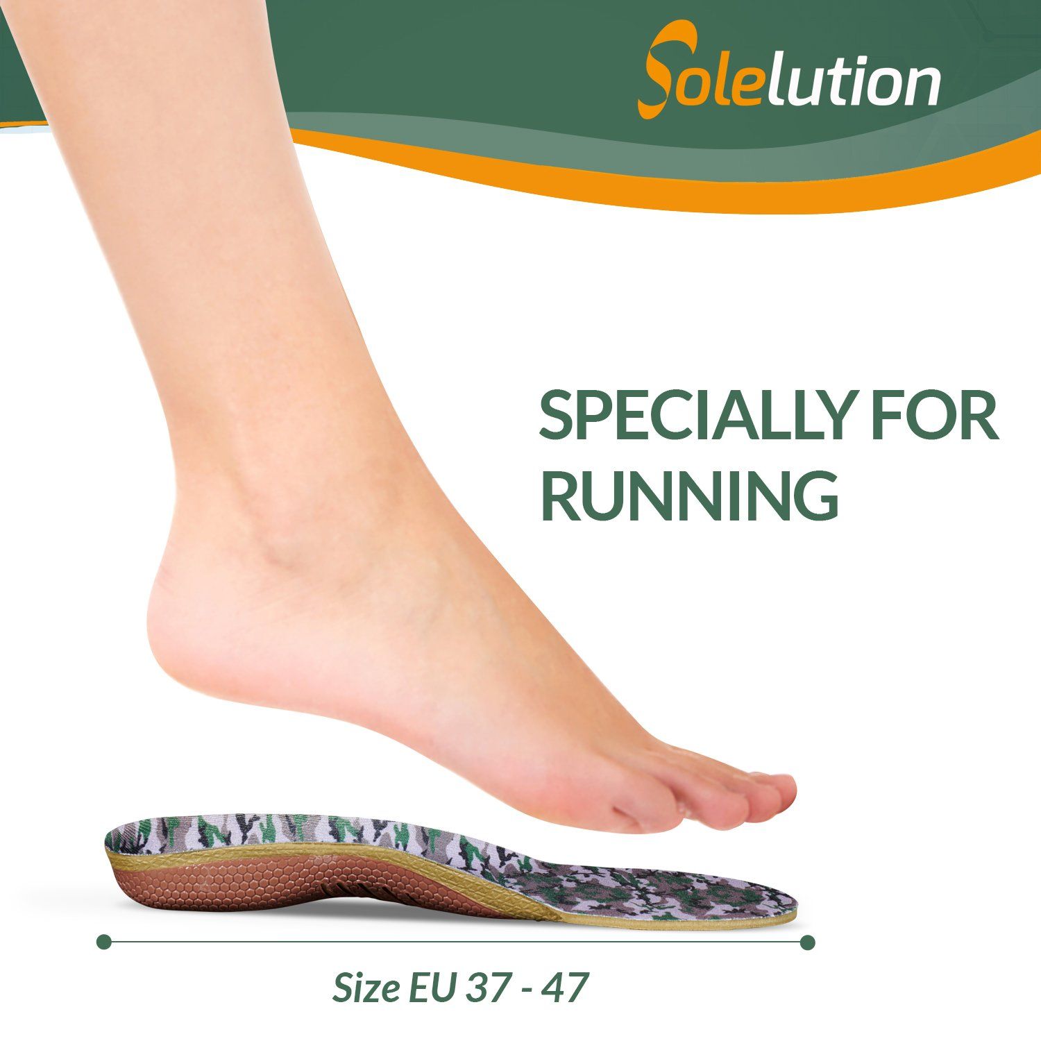 Side view of the Solelution sport running insoles lateral side