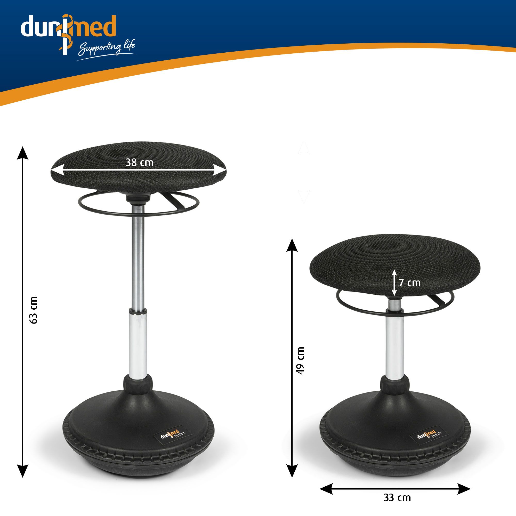 Dunimed - Ergonomic Balance Stool dimensions