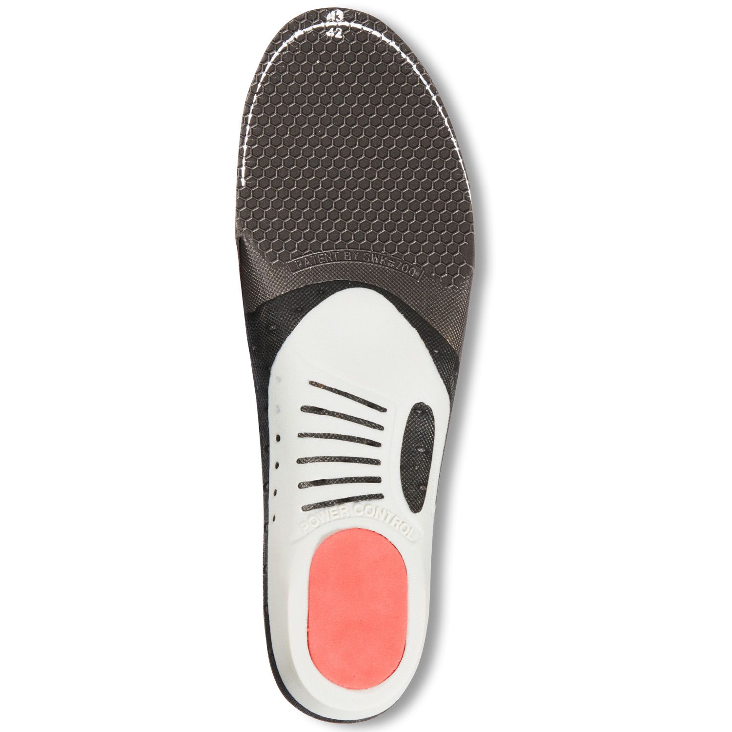 Bottom view of the Solelution under pronation insoles