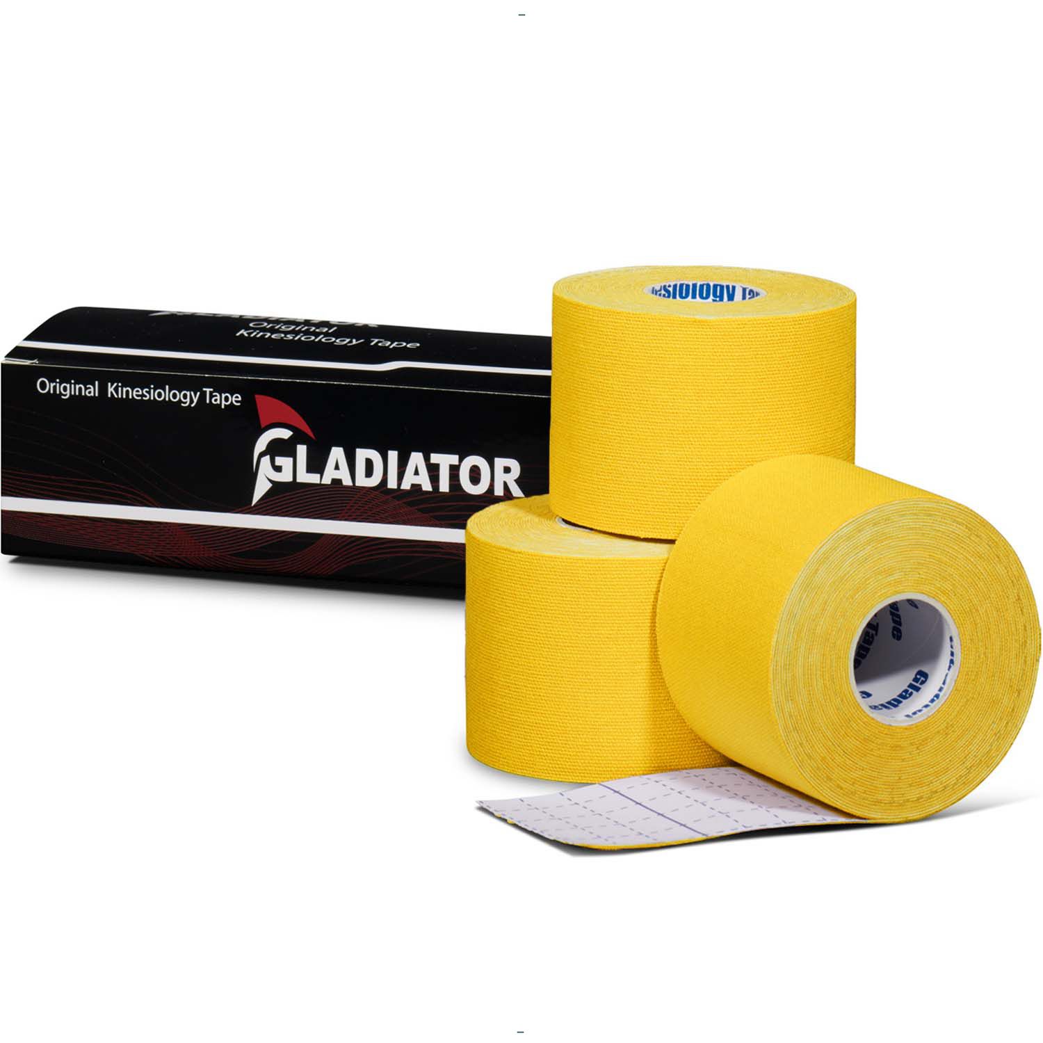 Gladiator sports kinesiology tape three rolls with box yellow