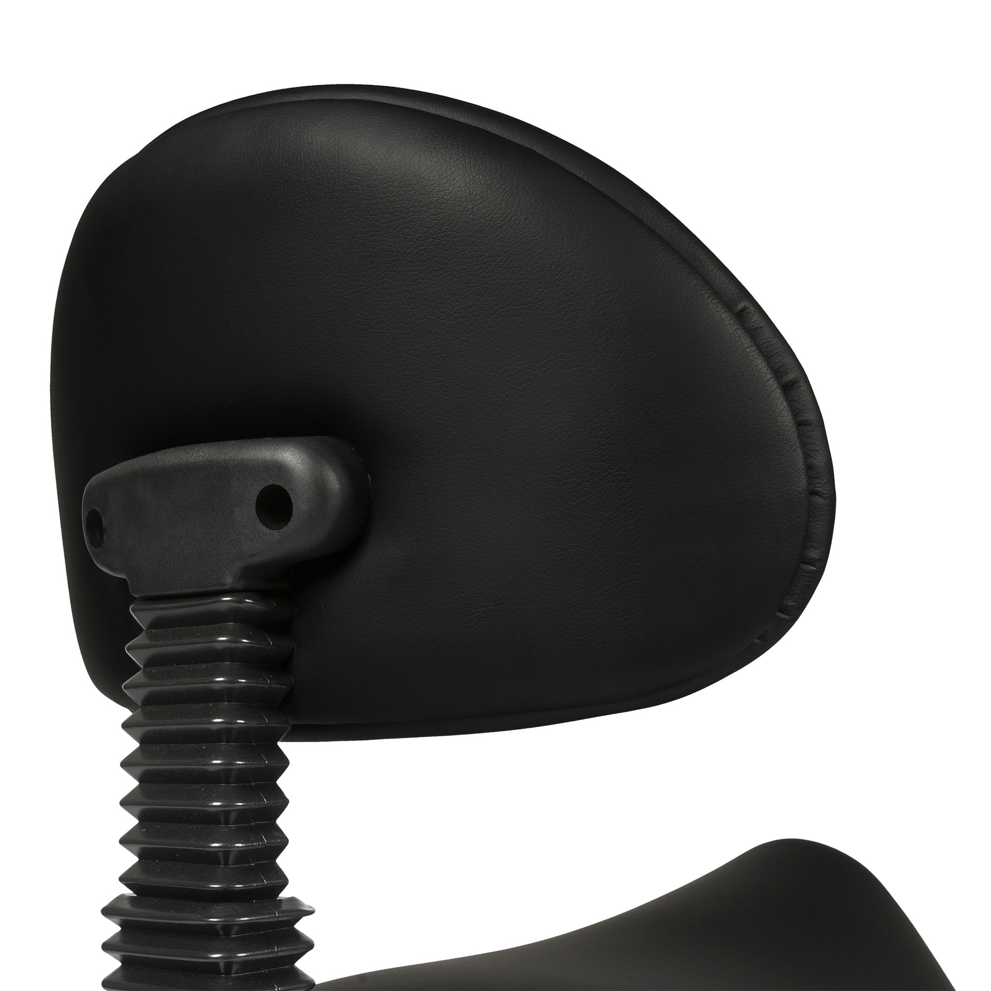 Close-up of the backrest of the Dunimed - Ergonomic Saddle Stool with Backrest - Black