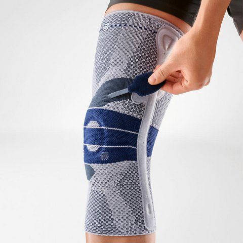 Bauerfeind GenuTrain P3 Knee Support worn by model while walking
