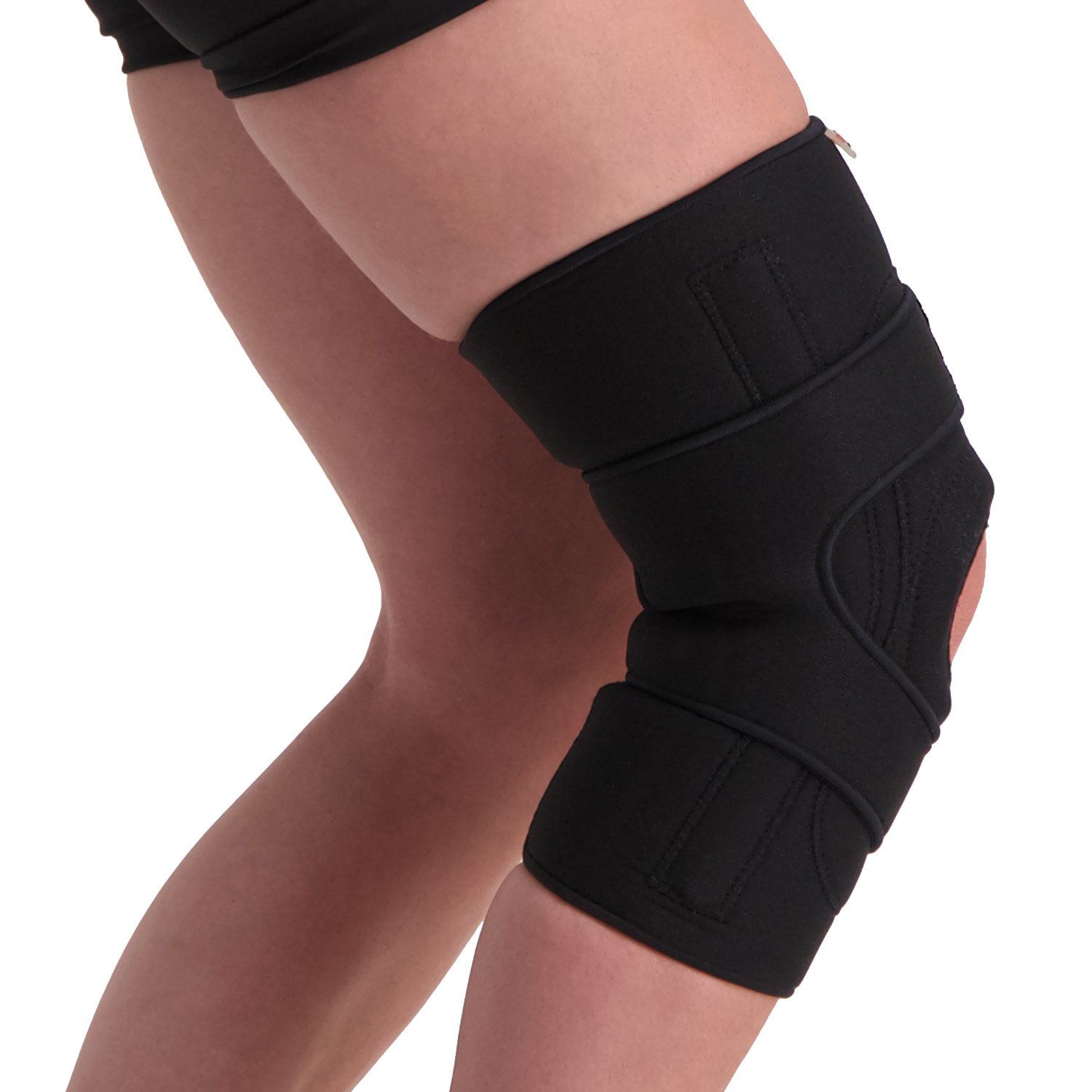 super ortho lightweight knee support with splints in black