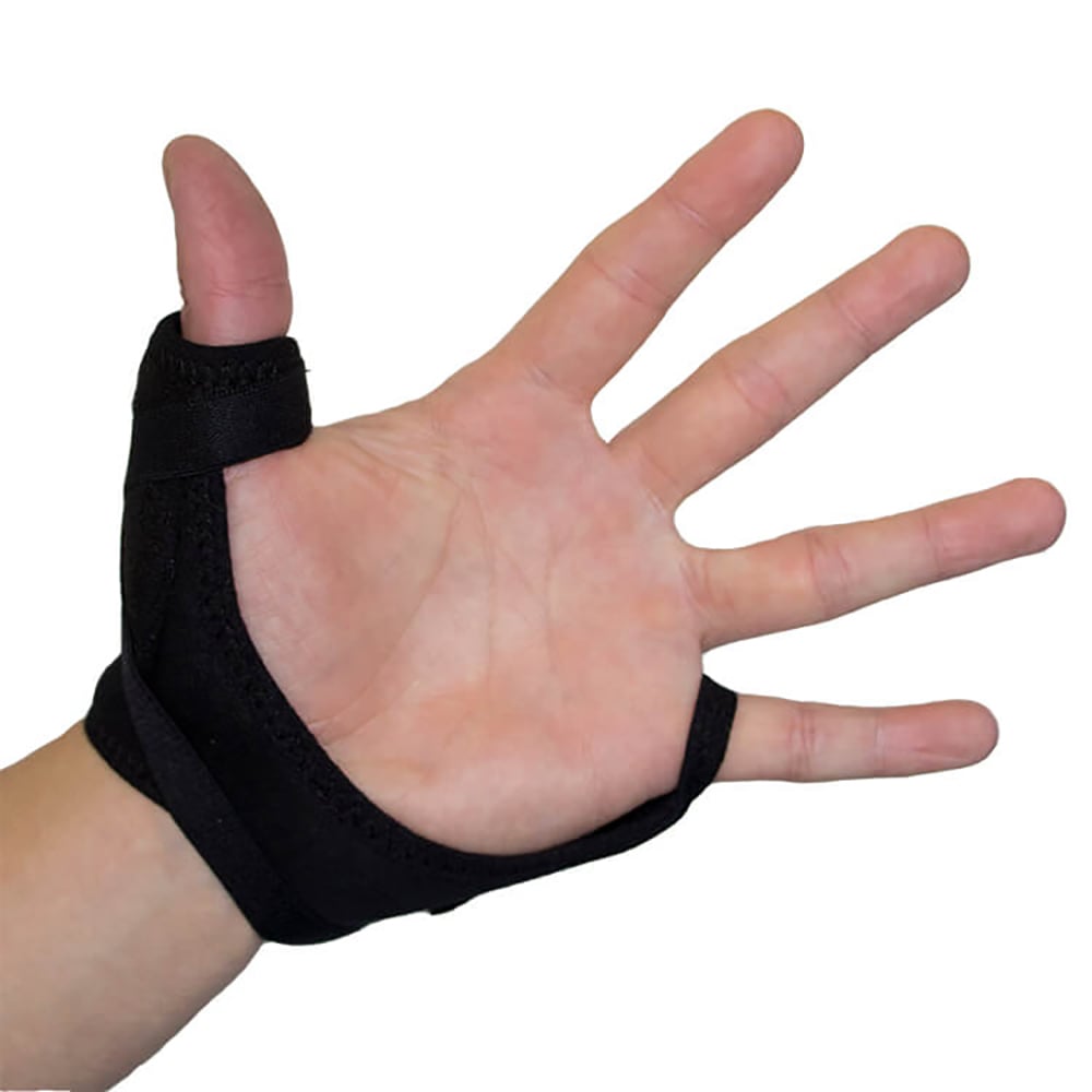 novamed thumb support with flexible splints inside of hand