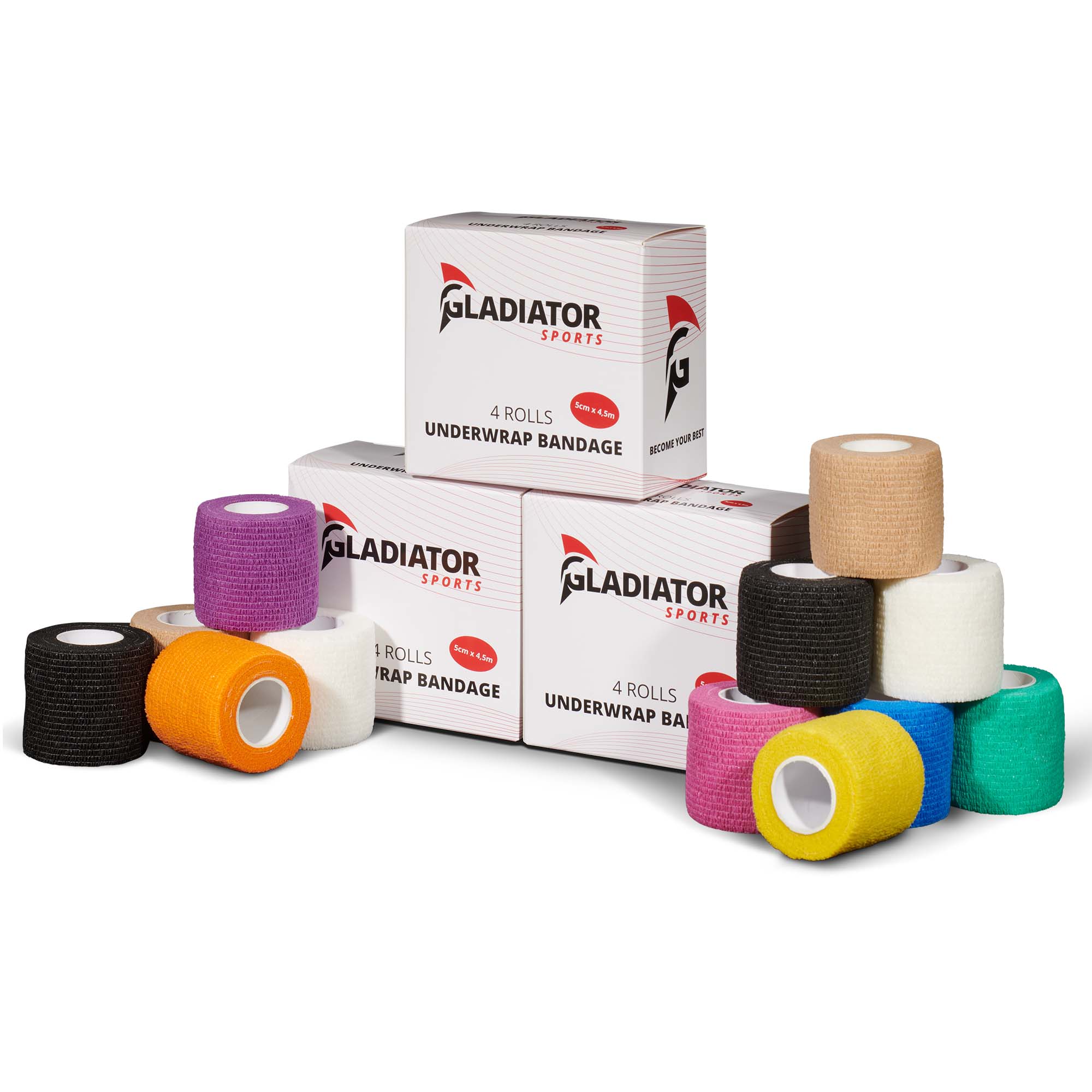 gladiator sports underwrap bandage 12 rolls with box