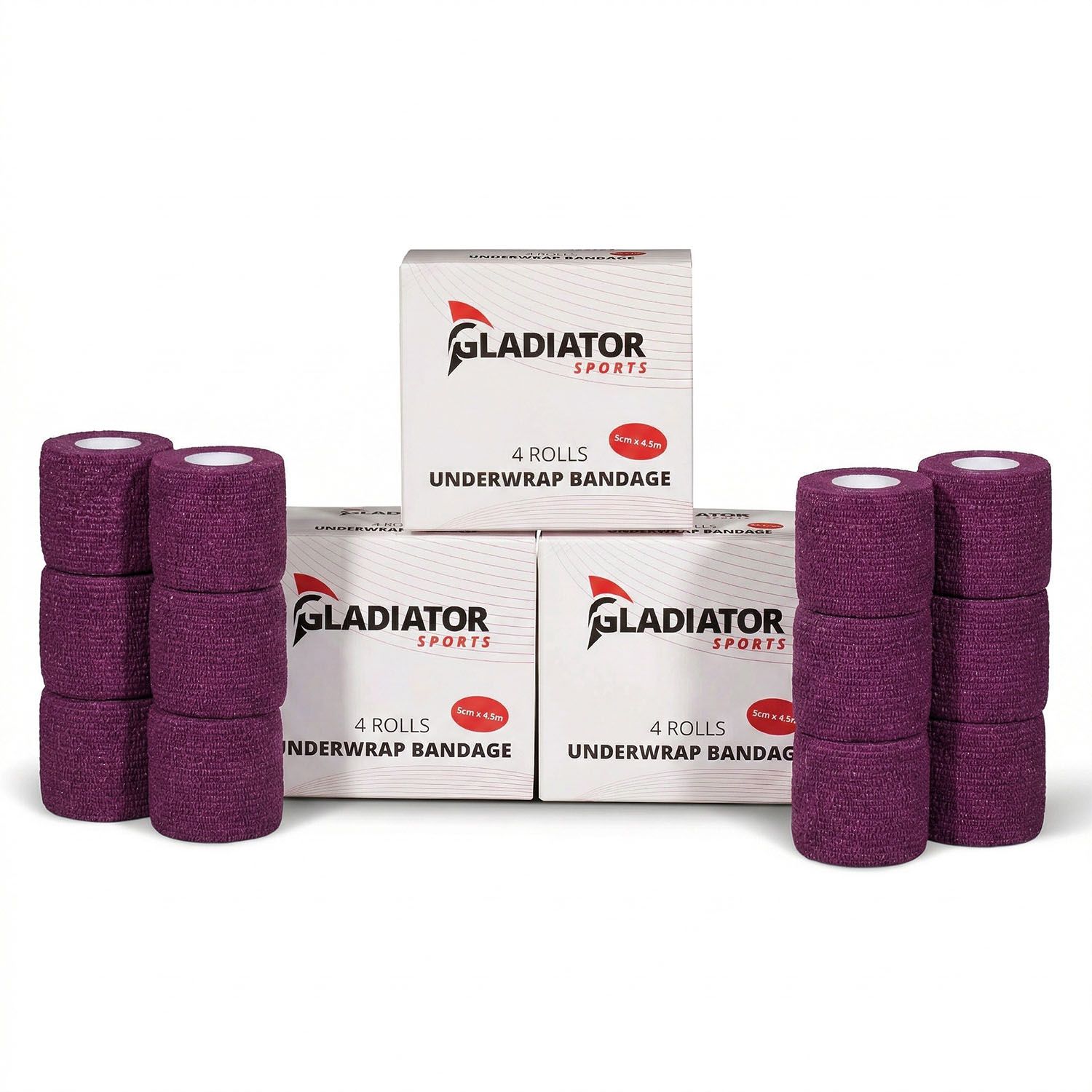 Gladiator Sports Underwrap Bandage - 12 Rolls with packaging purple