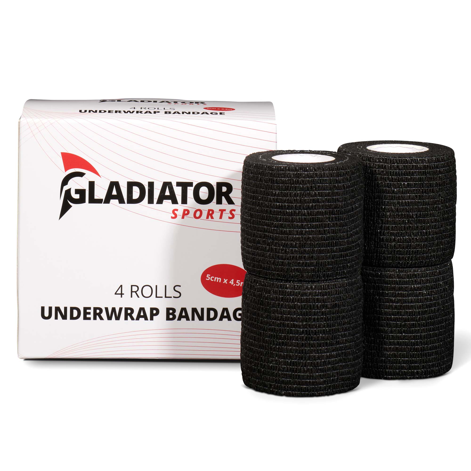 Gladiator Sports underwrap bandage 4 rolls with box black