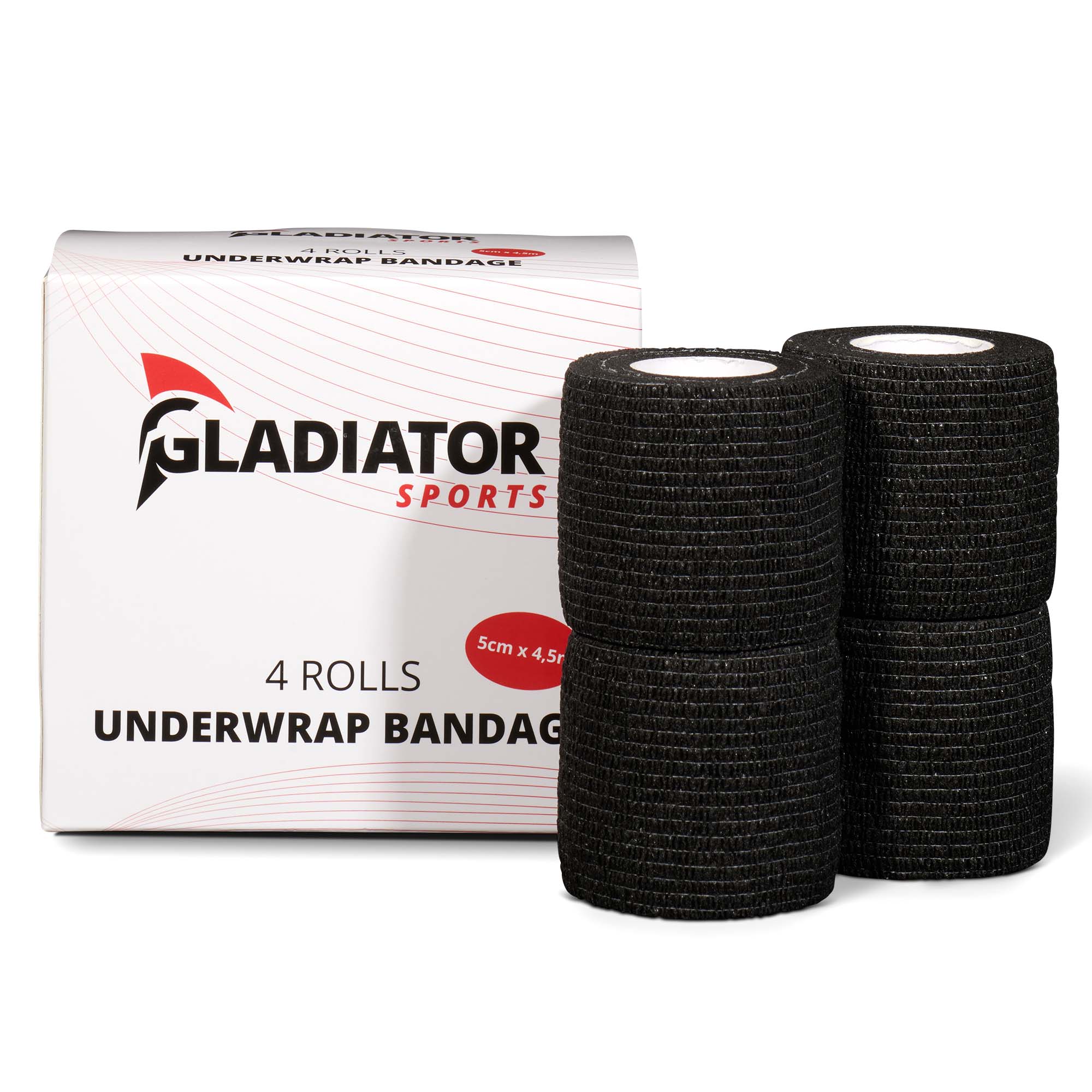 Gladiator Sports underwrap bandage per 4 rolls black with box