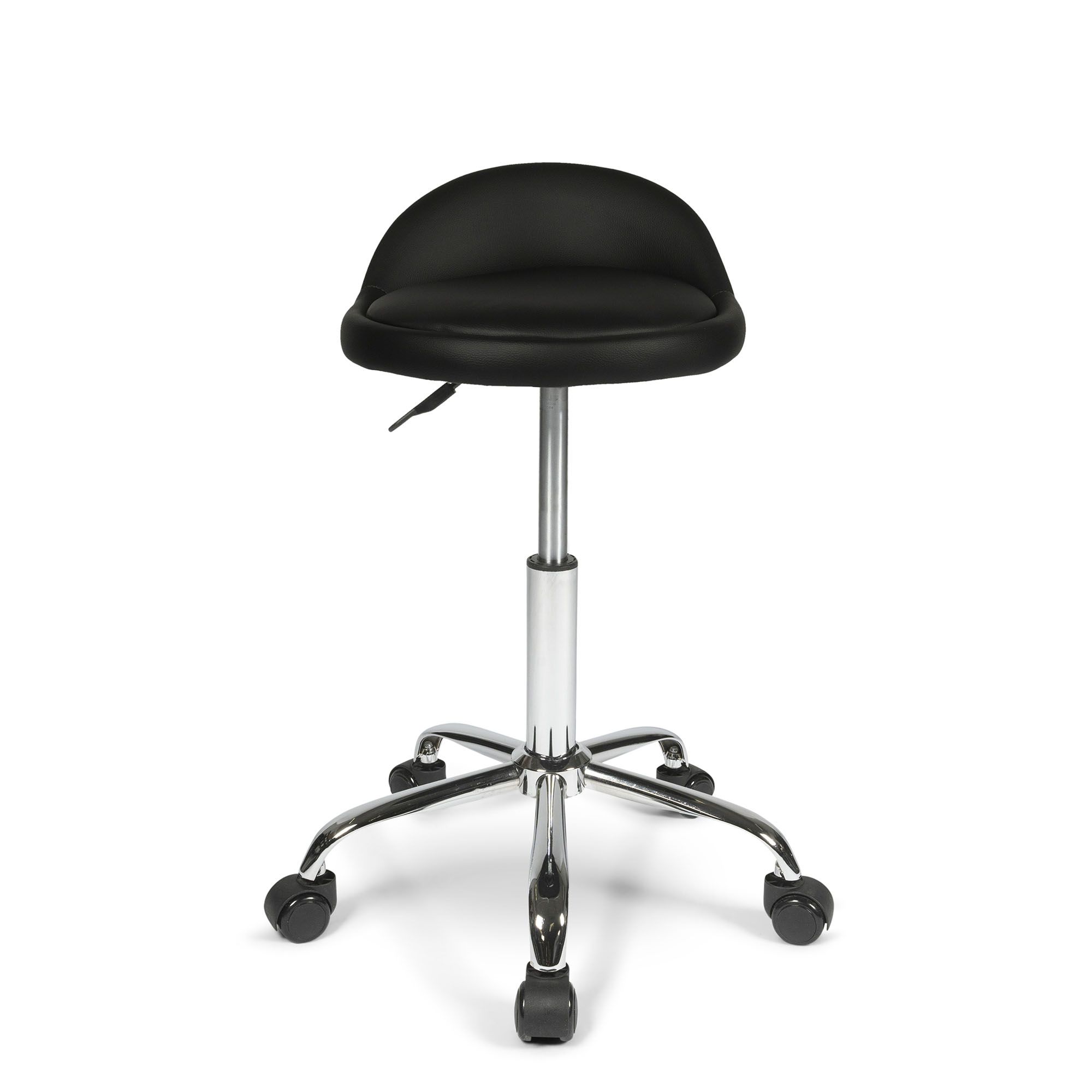 dunimed work stool with wheels and backrest front view