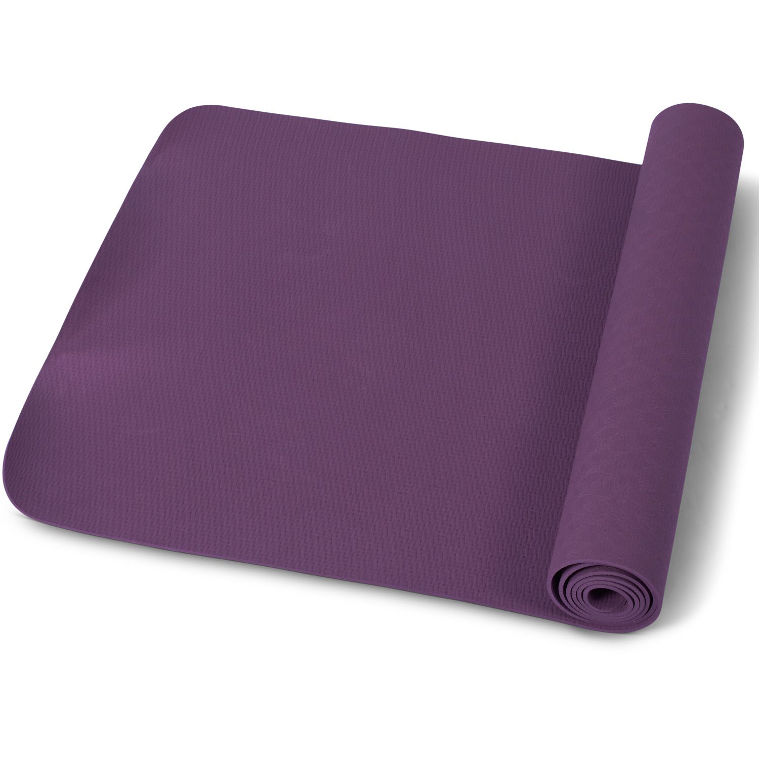 gladiator sports yoga mat purple rolled on floor