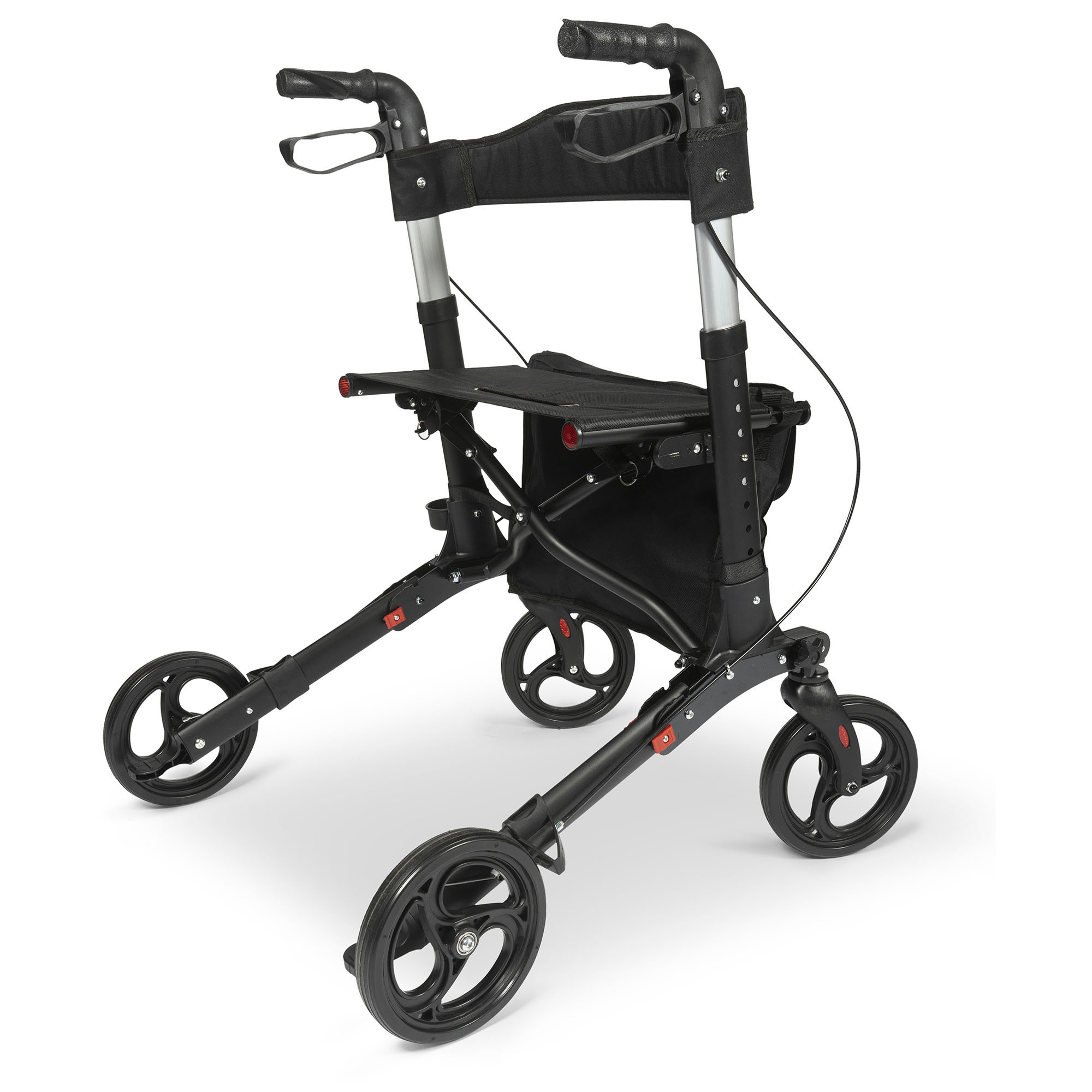 dunimed premium lightweight rollator foldable pictured from above right angle