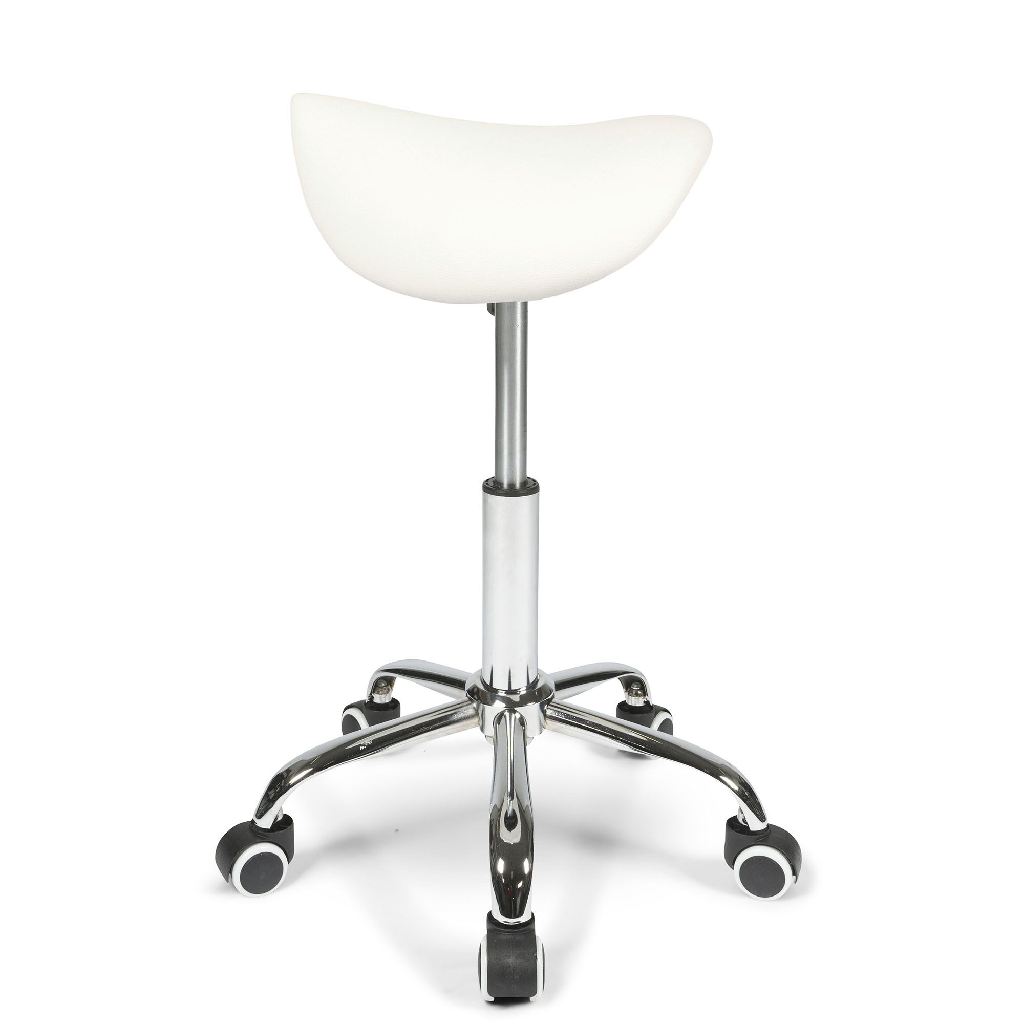 Side view of the Dunimed - Ergonomic Saddle Stool - White