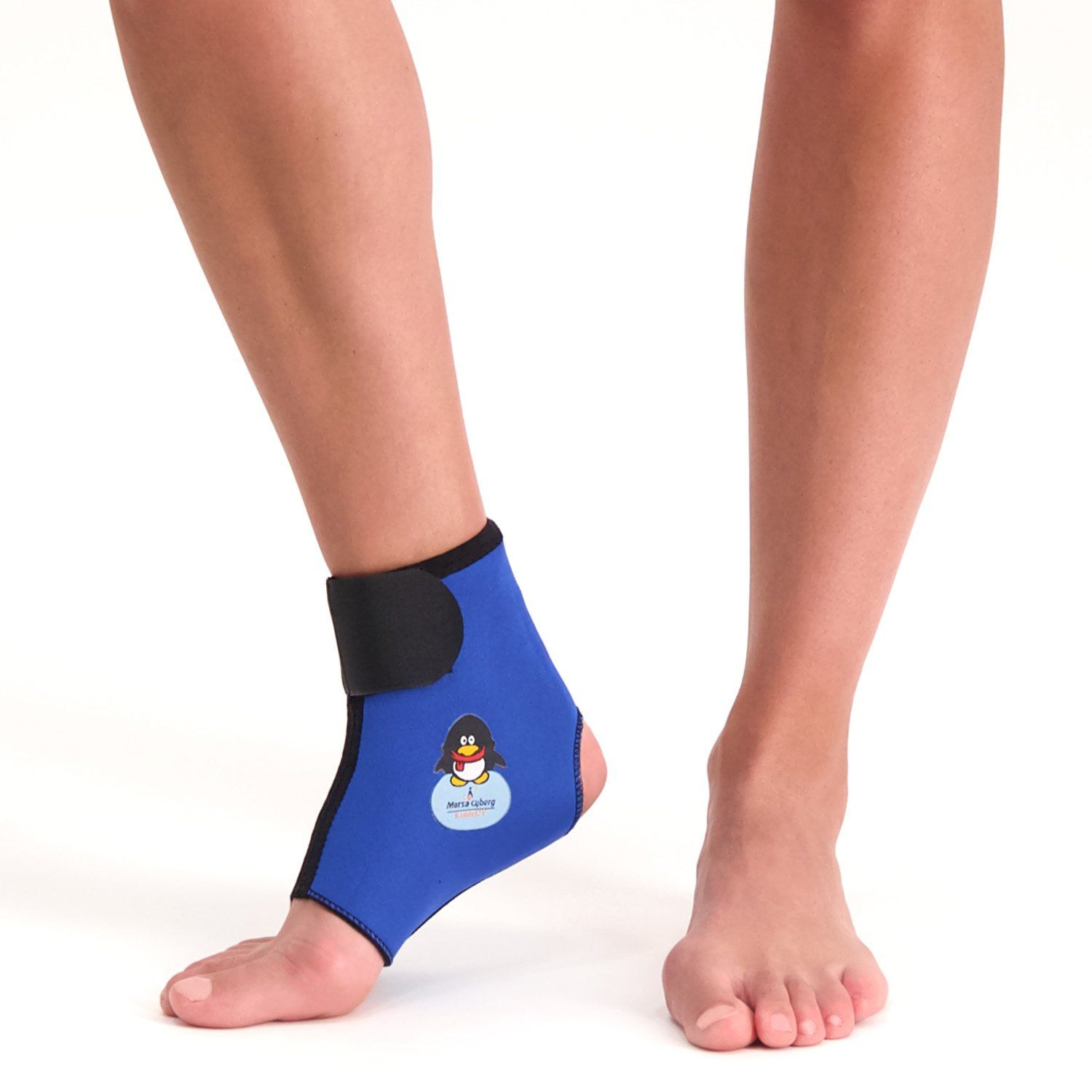 Medial side view of the Morsa Childrens Ankle Support in blue