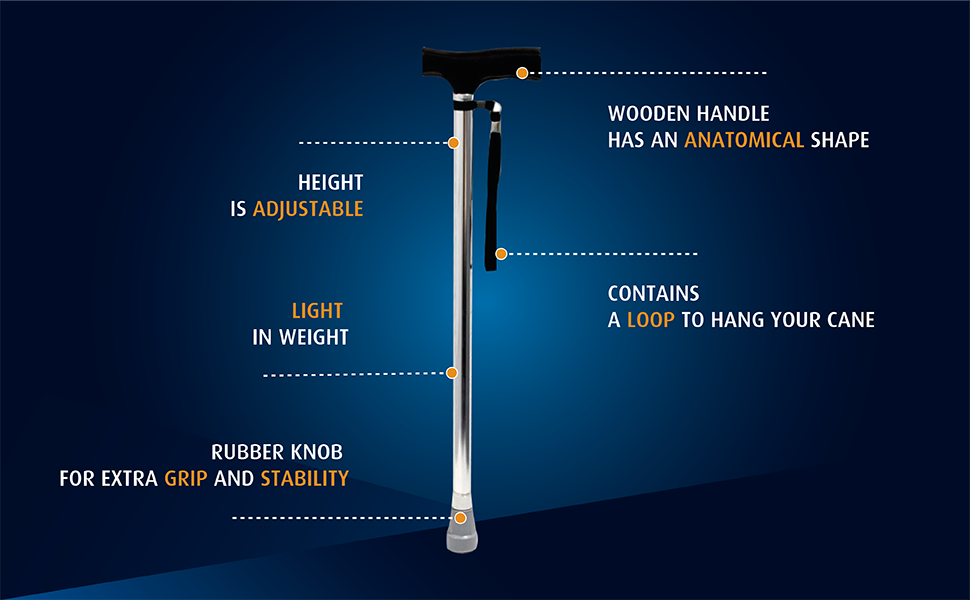 dunimed walking stick wooden handle adjustable banner picture