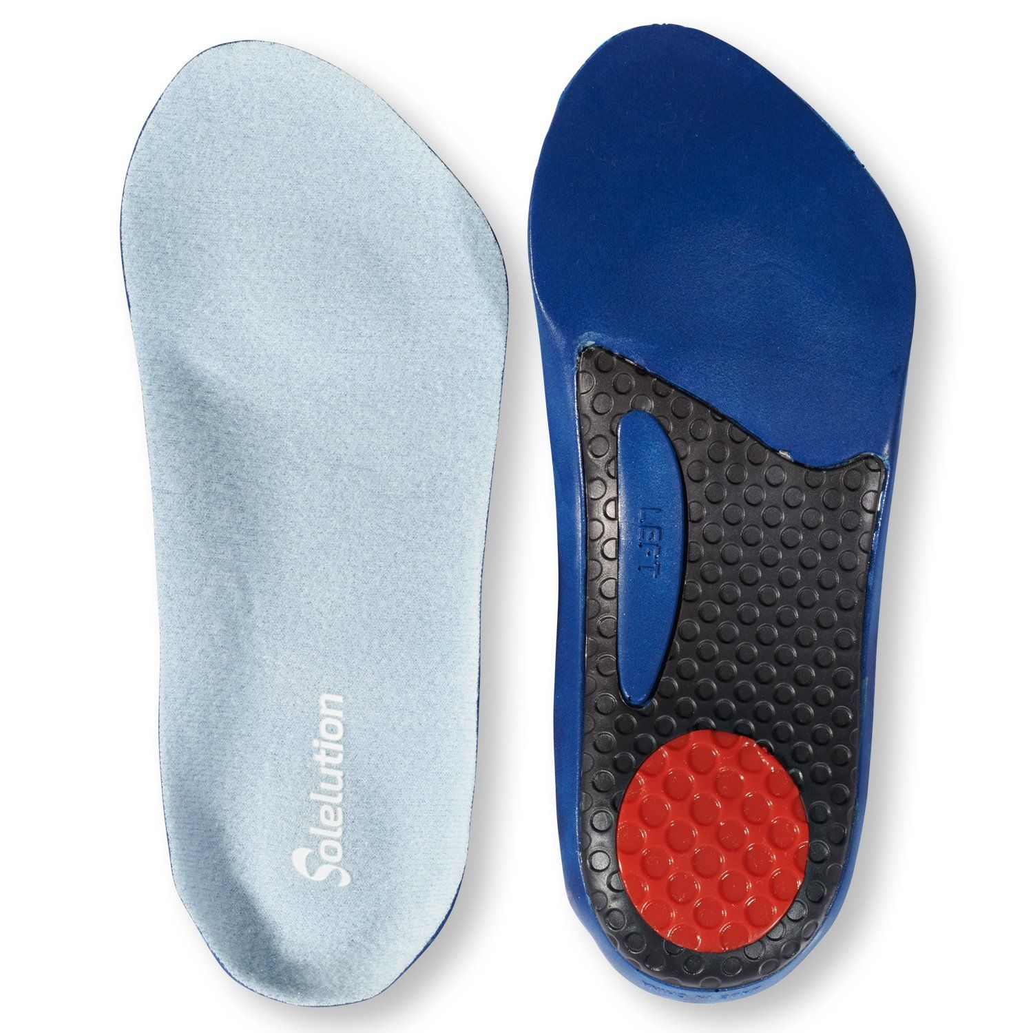 solelution high heel comfort insoles top and bottom view