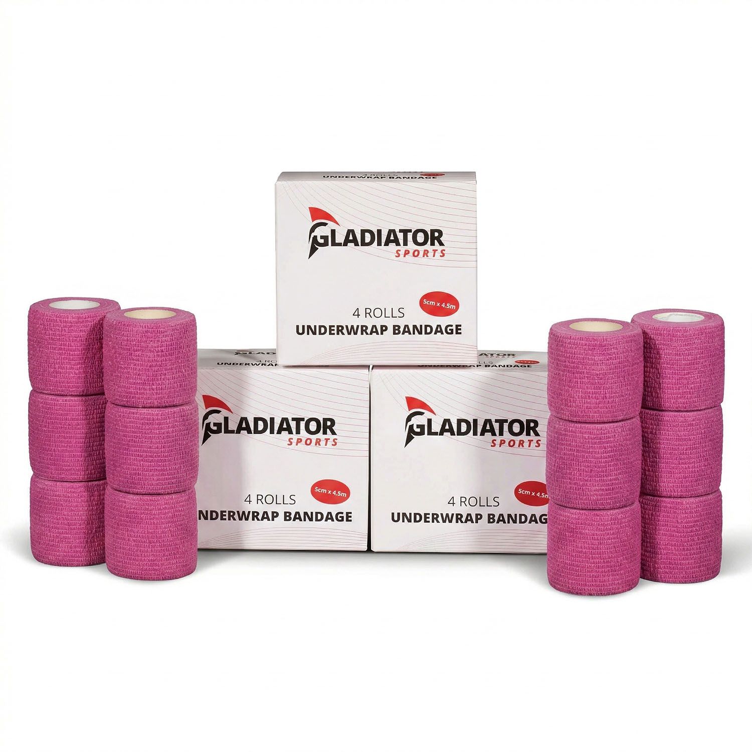 Gladiator Sports Underwrap Bandage - 12 Rolls with packaging pink