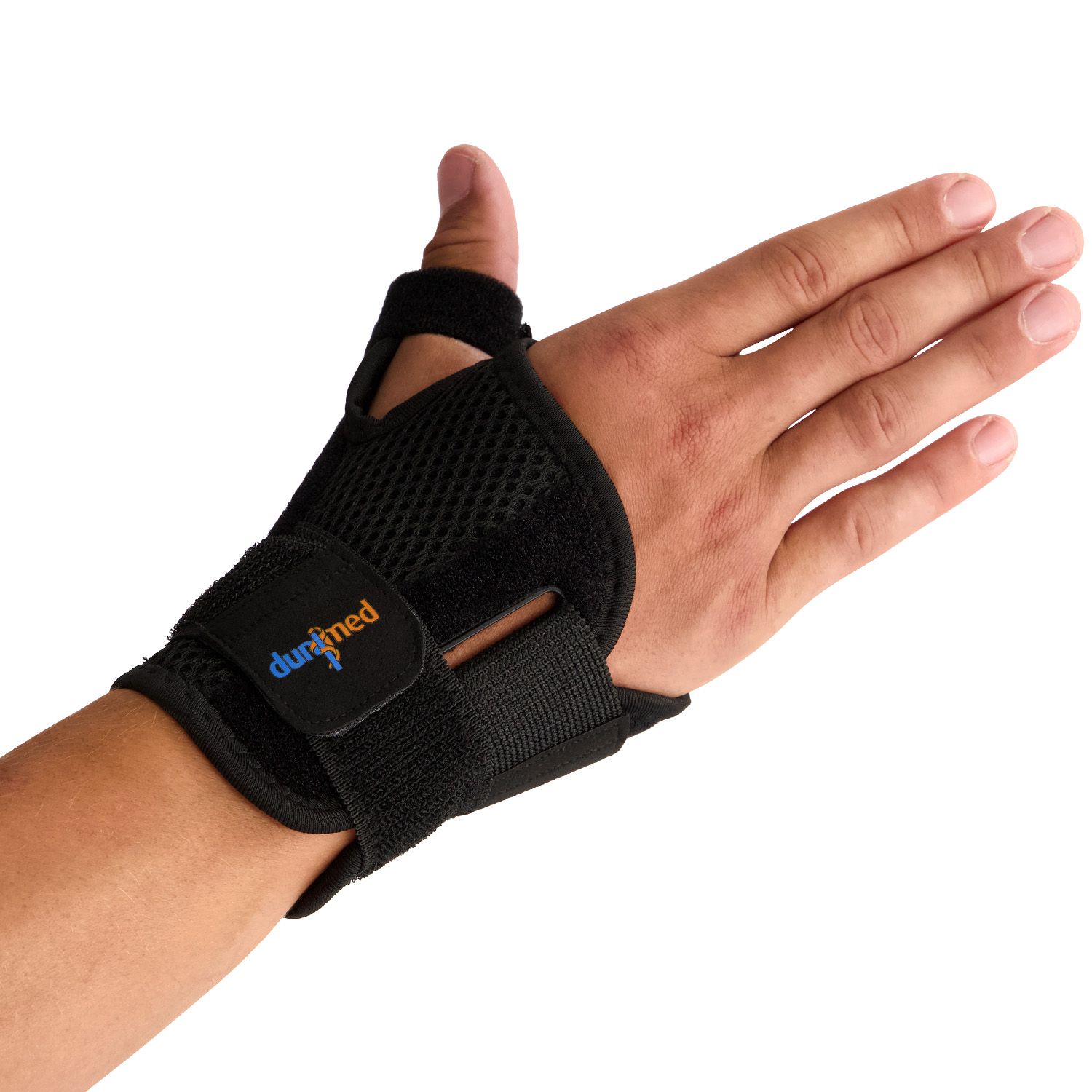 Dunimed Premium Thumb / Wrist Support worn around the right hand top side pictured