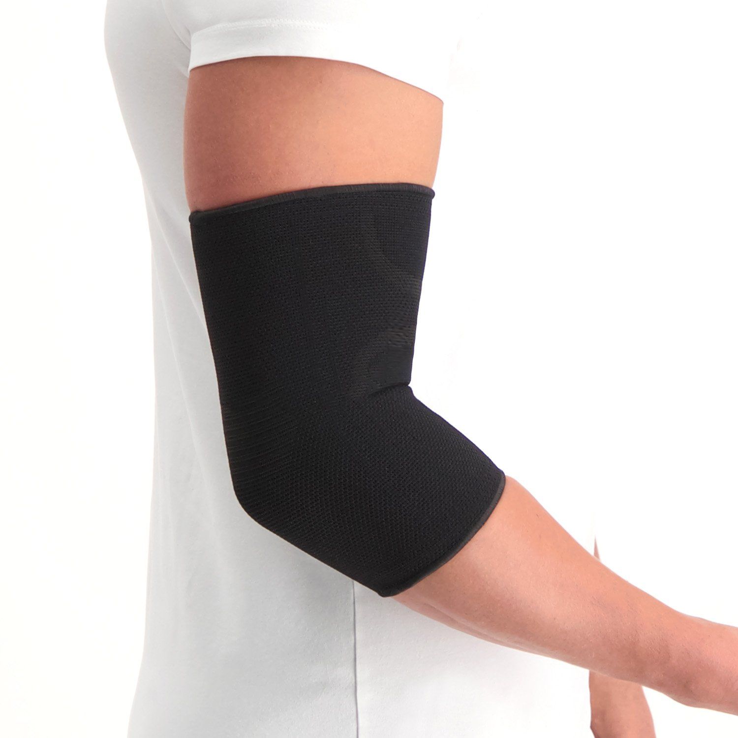 Lateral side view of the Dunimed elbow support in black