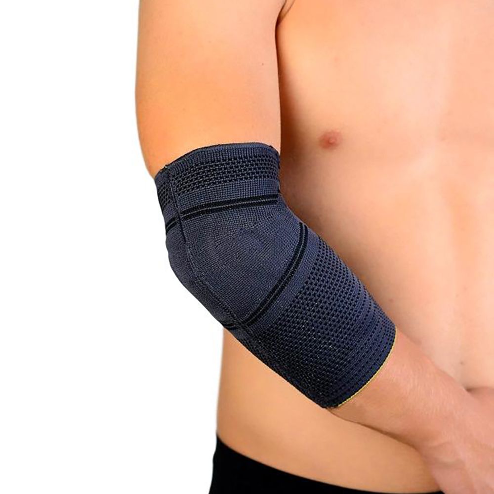 novamed premium comfort elbow support around right elbow arm before body