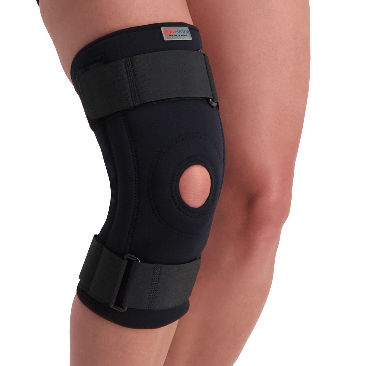 Super Ortho Kniebandage mit Federstahlstreben Schrägansicht
