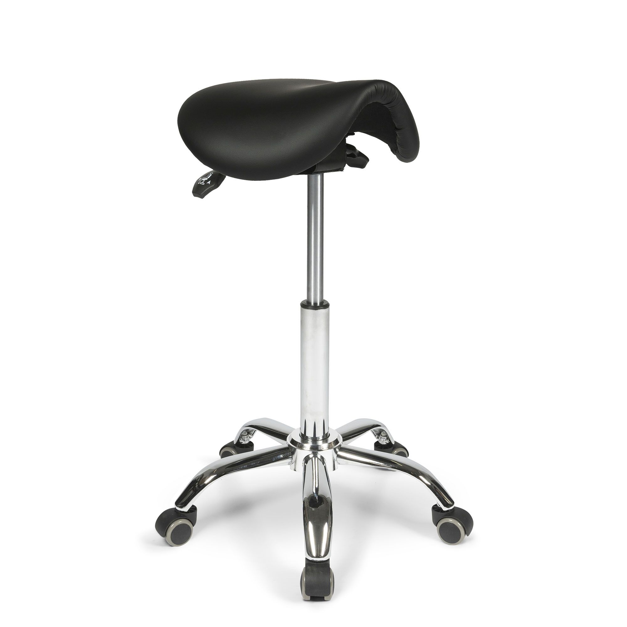 dunimed ergonomic saddle stool with tiltable seat adjustment handle