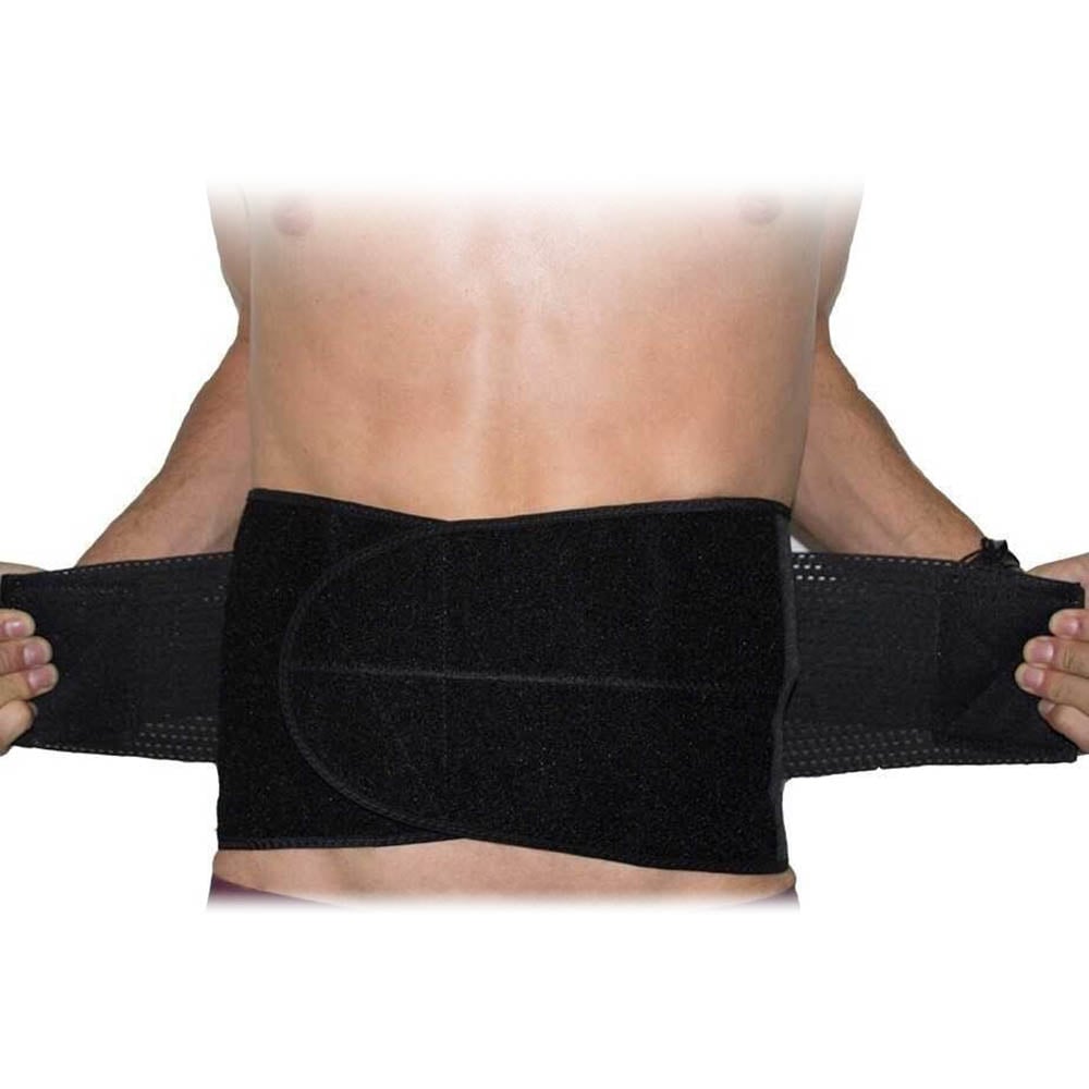 medidu back support with busks front view with Velcro straps stretched