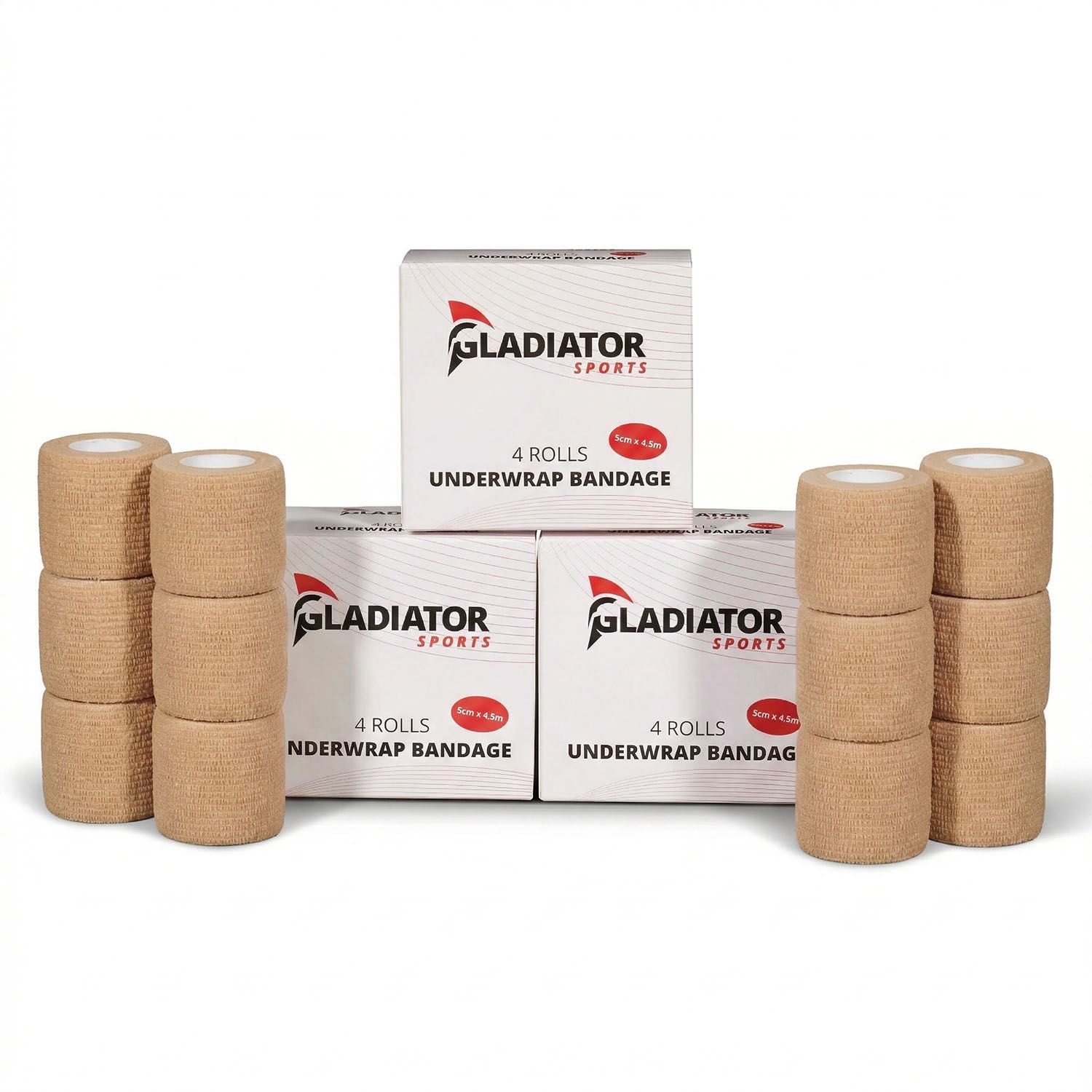 Gladiator Sports Underwrap Bandage - 12 Rolls with packaging beige