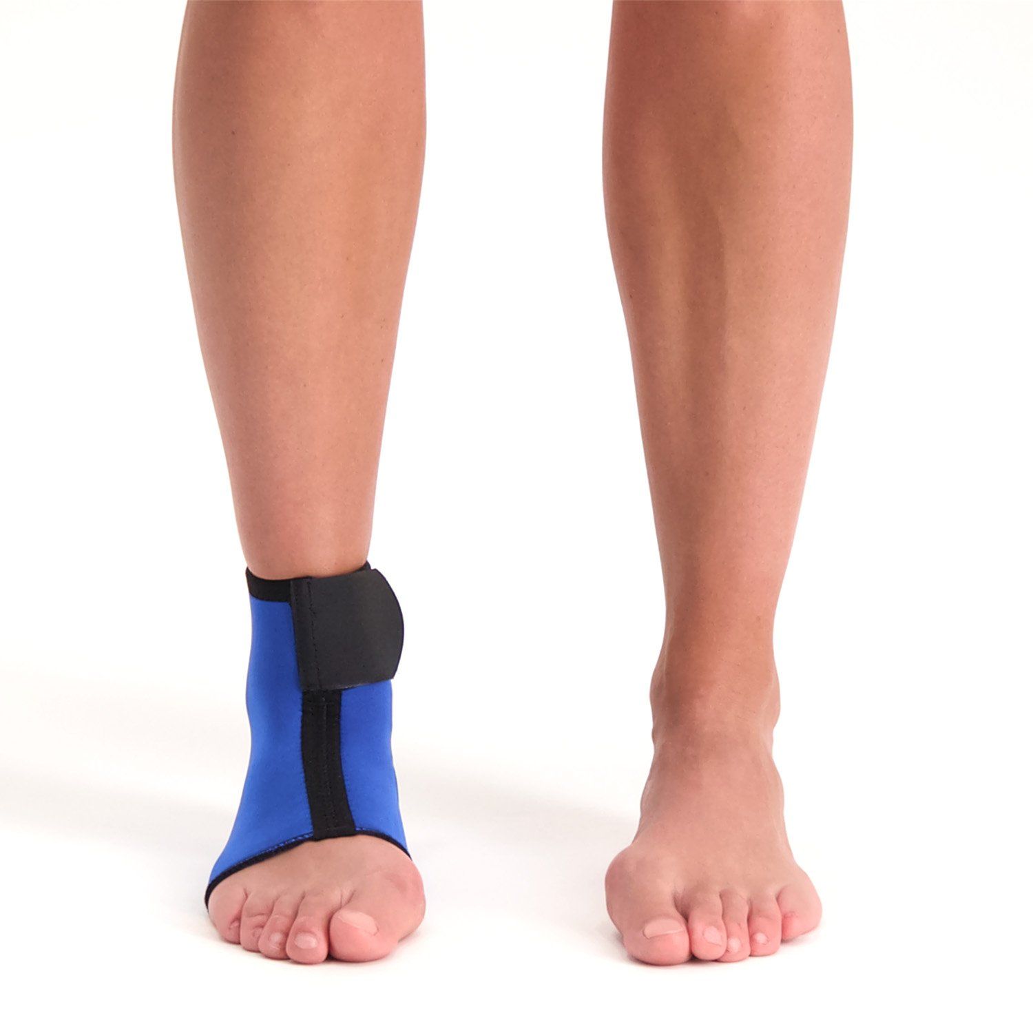 Front view of model wearing the Morsa Childrens Ankle Support around the right ankle