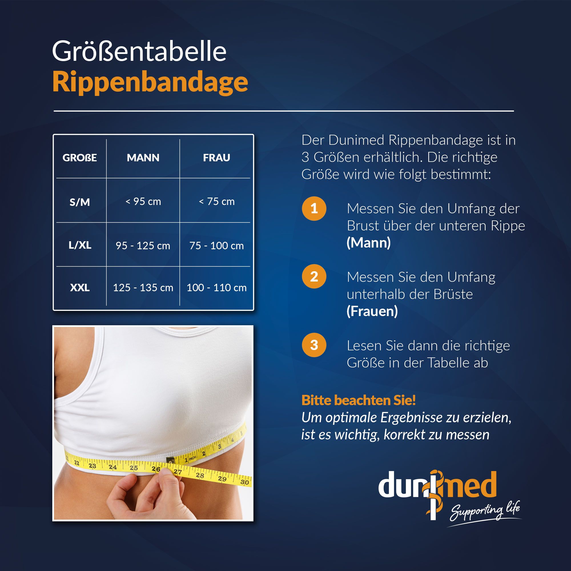 Dunimed Rippenbandage Größentabelle