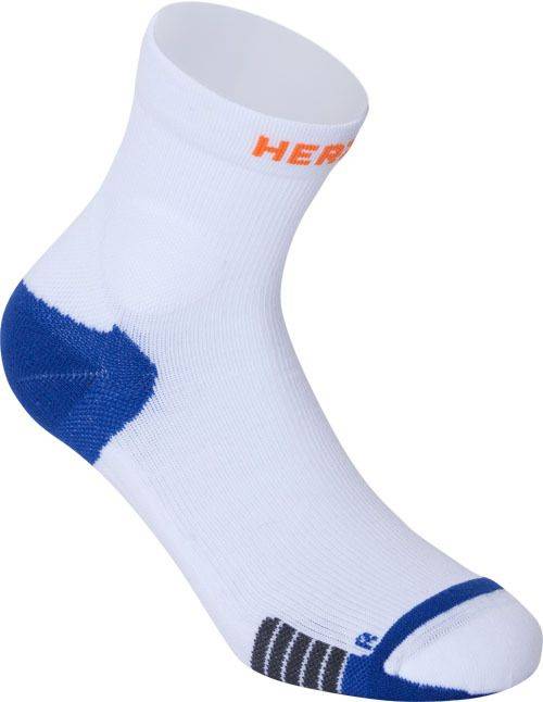 Front side view of the Herzog ankle compression socks in white