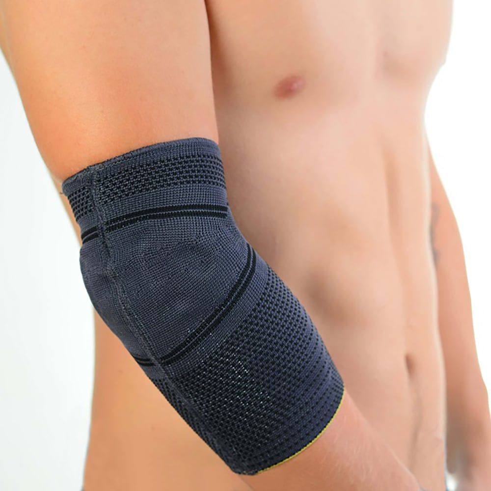 novamed premium comfort elbow support around right elbow zoomed in