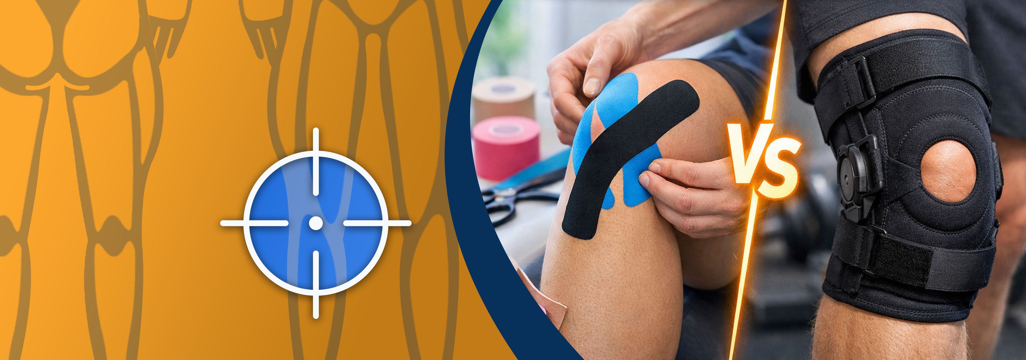 Knie tapen oder Bandage