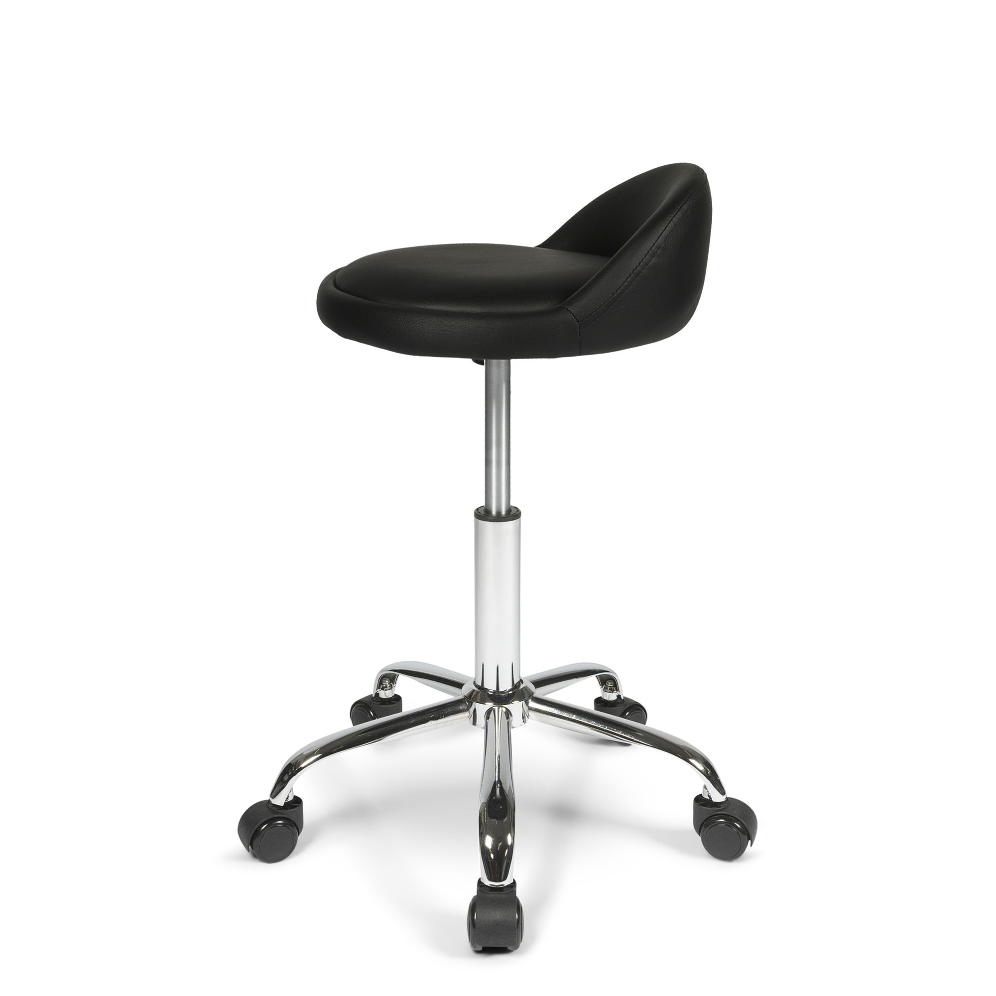 Dunimed Work Stool with Wheels and Backrest side view