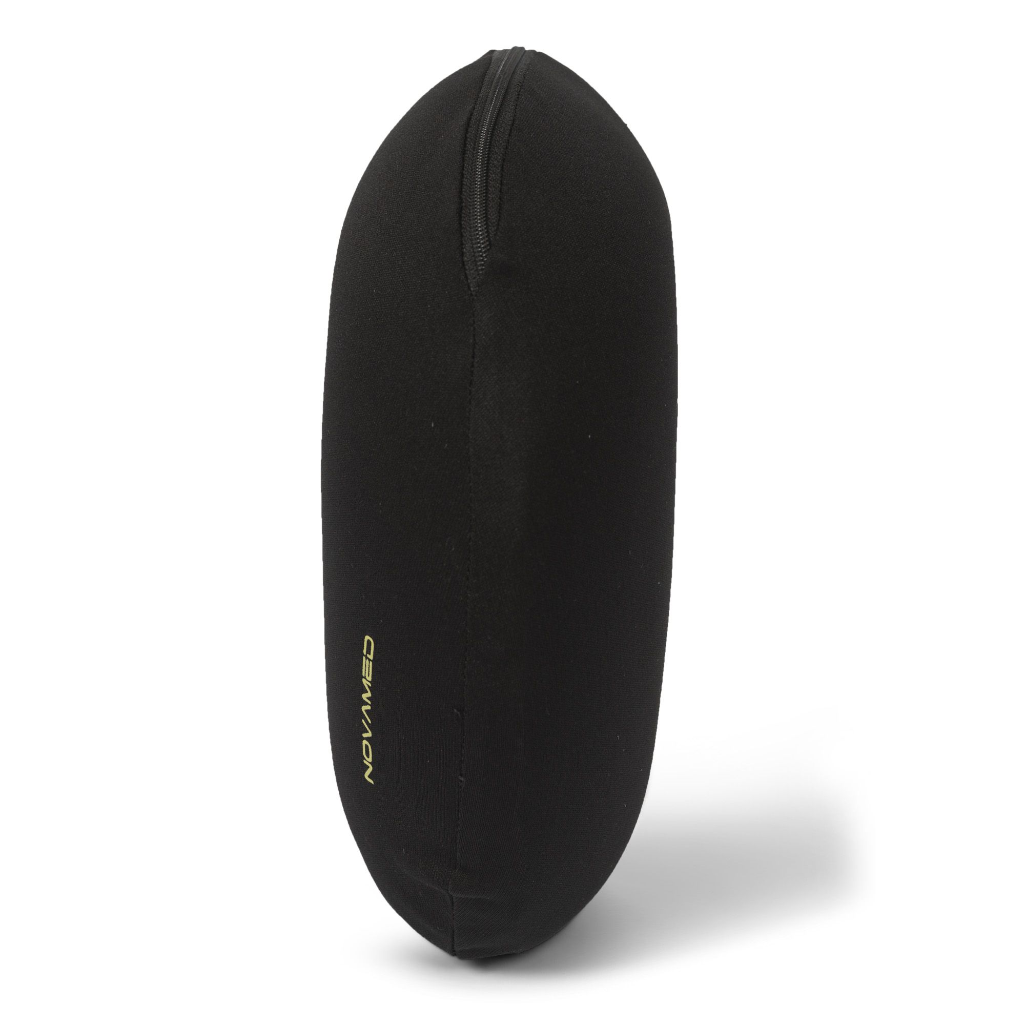 Side view of the Novamed travel pillow in black