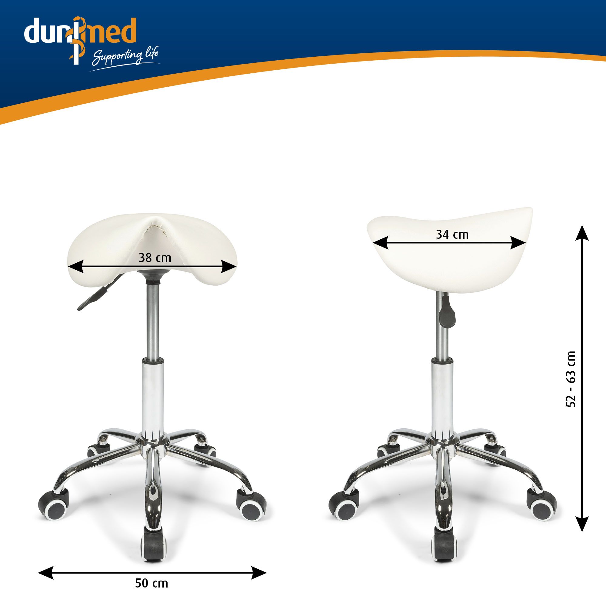 dunimed ergonomic saddle stool white measurements