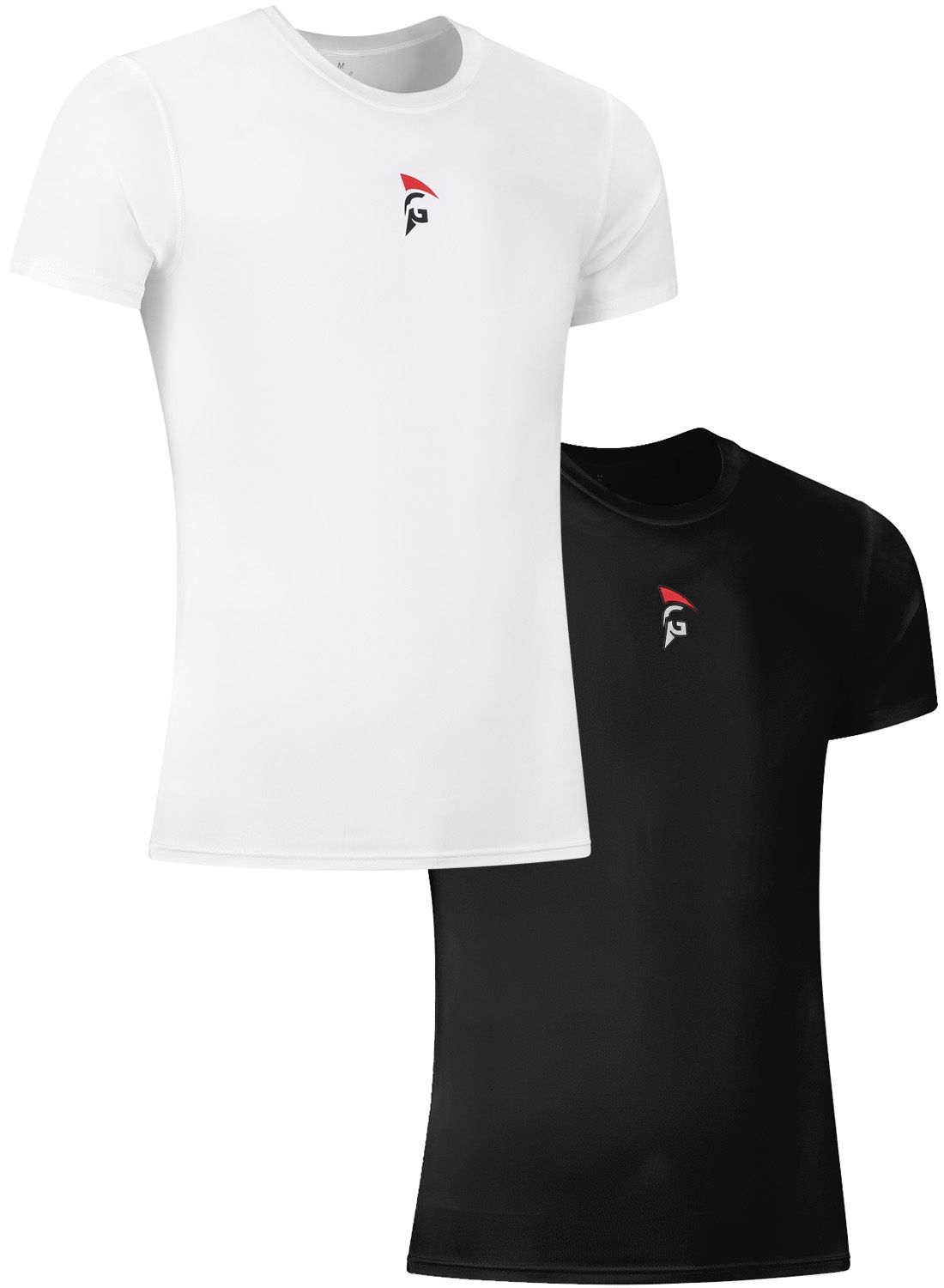 Gladiator Sports Kompressionsshirt – Herren (schwarz und weiß) Schrägansicht