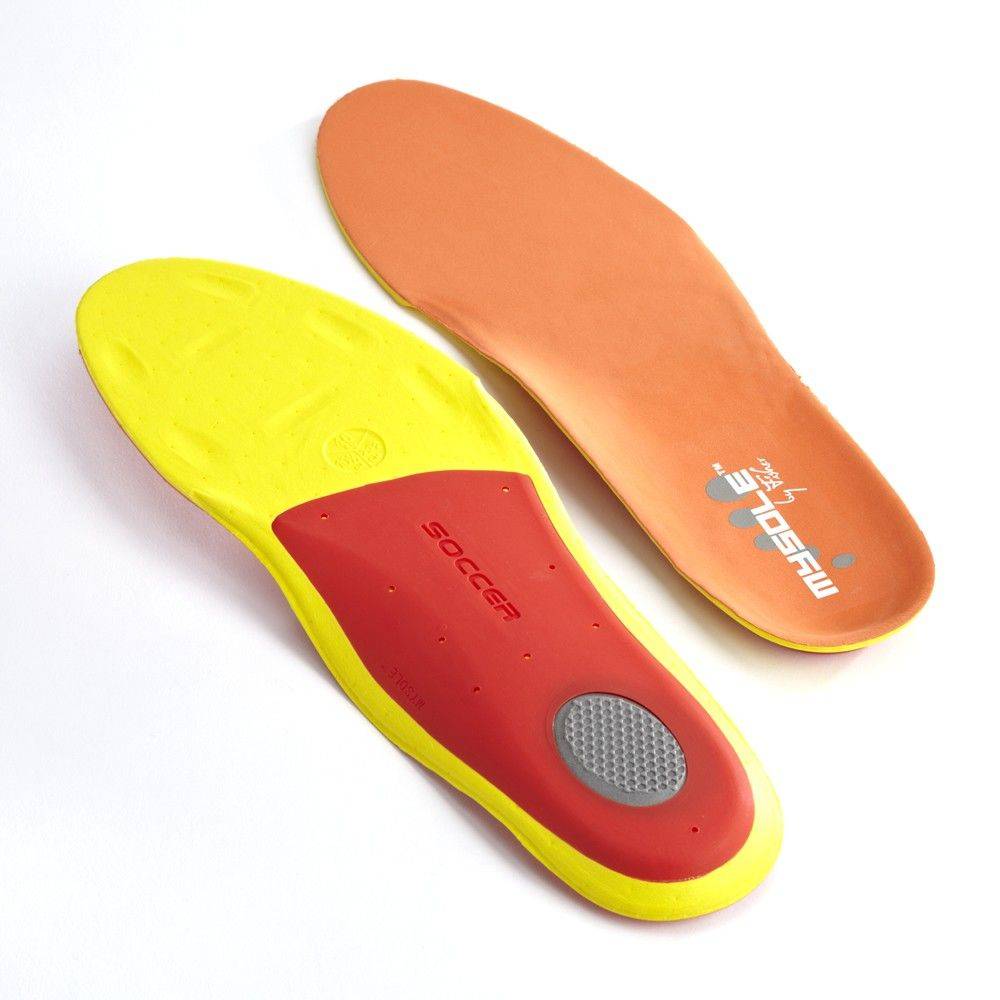 Bottom and top side of the MySole Soccer Insoles