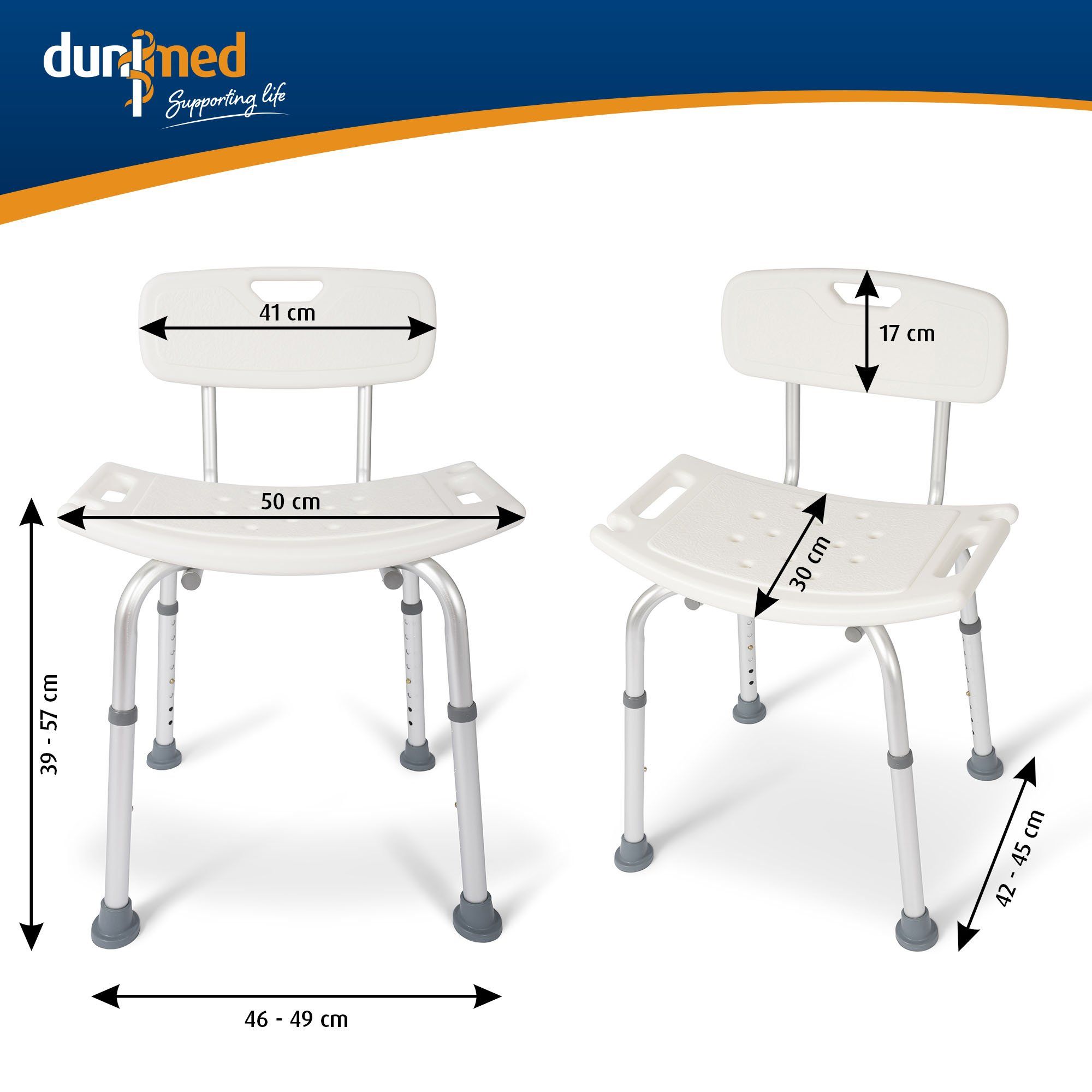 Duschhocker mit Rückenlehne Dunimed