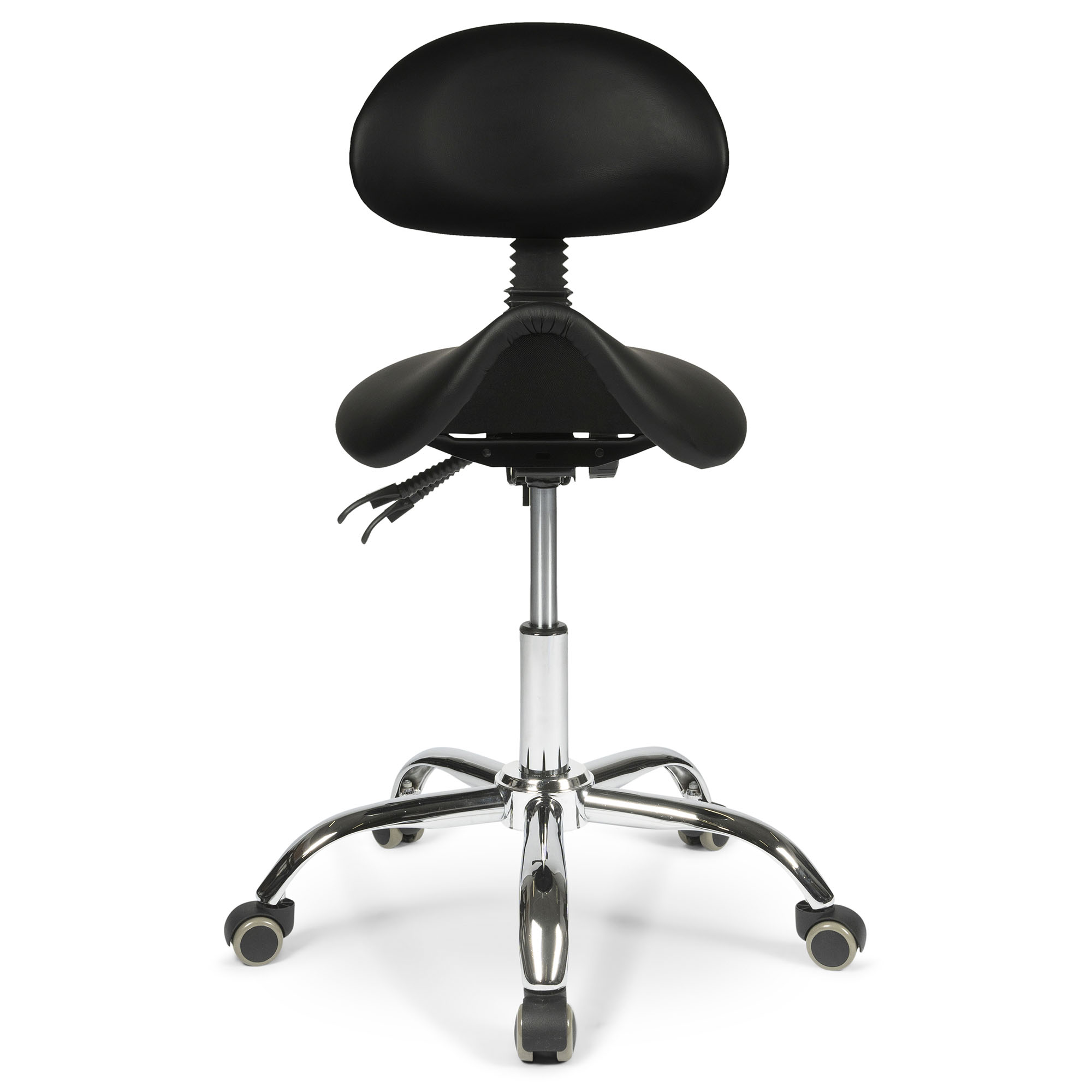 dunimed ergonomic saddle stool with backrest black front view