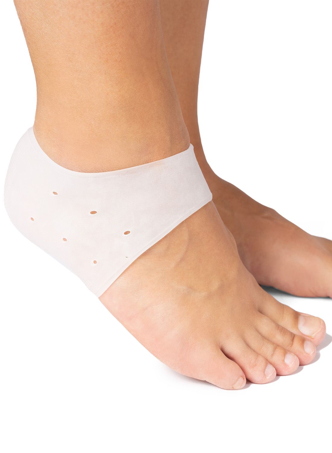 Side view of model wearing the Solelution Silicone Heel Gelcups