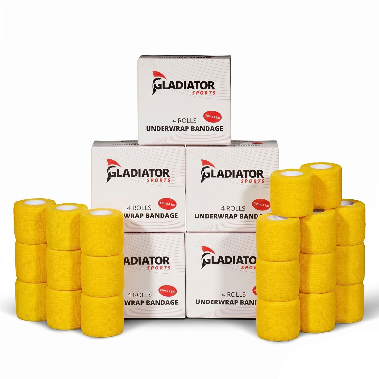 gladiator sports underwrap bandage 20 rolls with box yellow