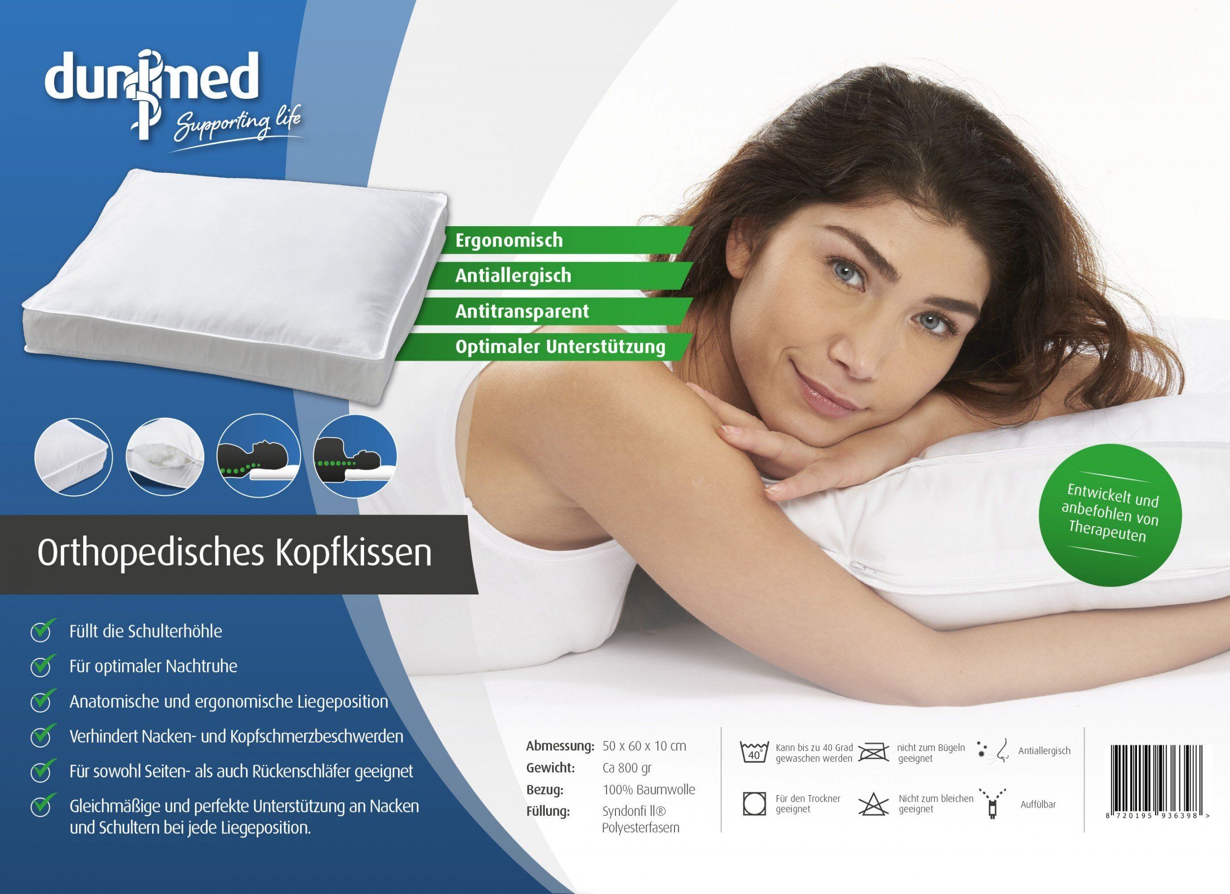 Dunimed Premium Orthopädisches Kopfkissen Verpackung