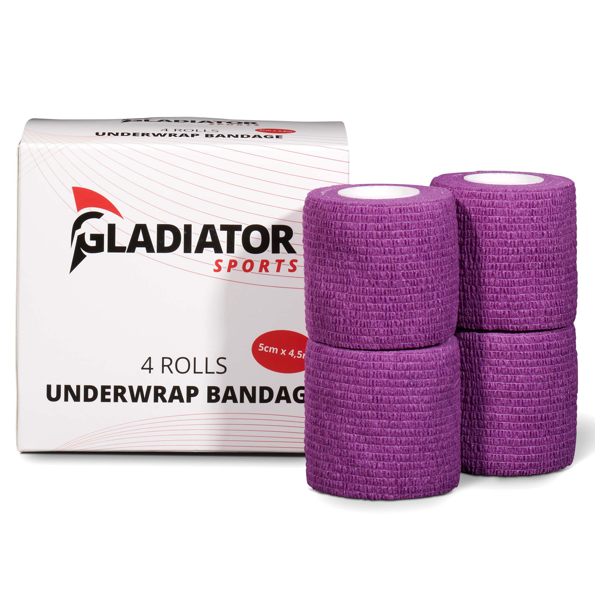 Gladiator Sports underwrap bandage 4 rolls with box purple