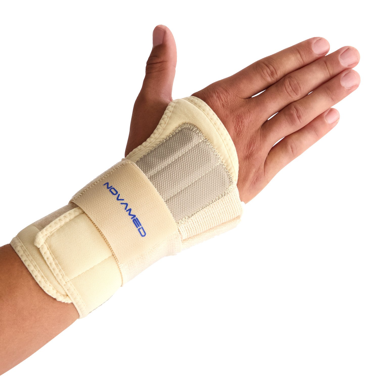 Novamed leichte Handgelenkbandage beige Draufsicht