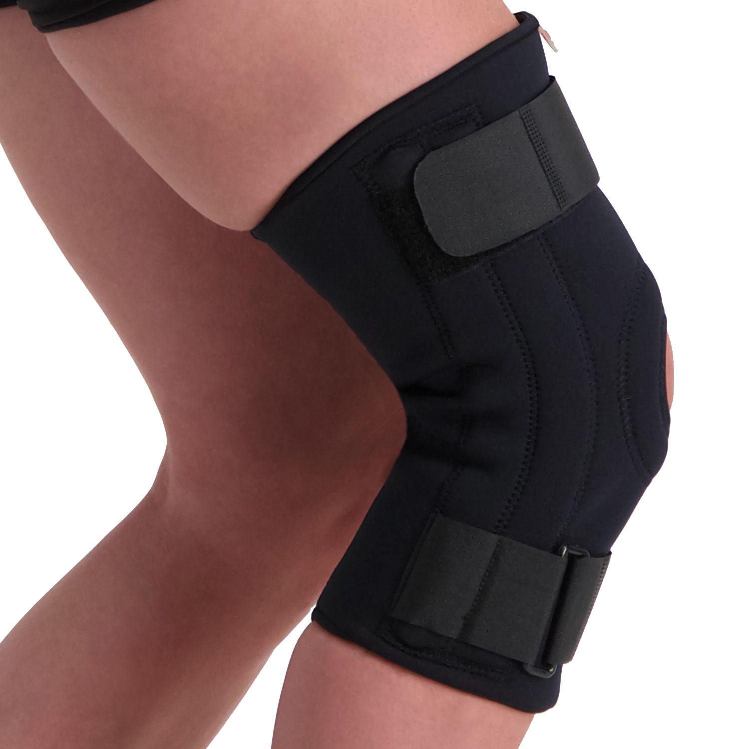 Side view of model wearing the Super Ortho Knee Support with Splints