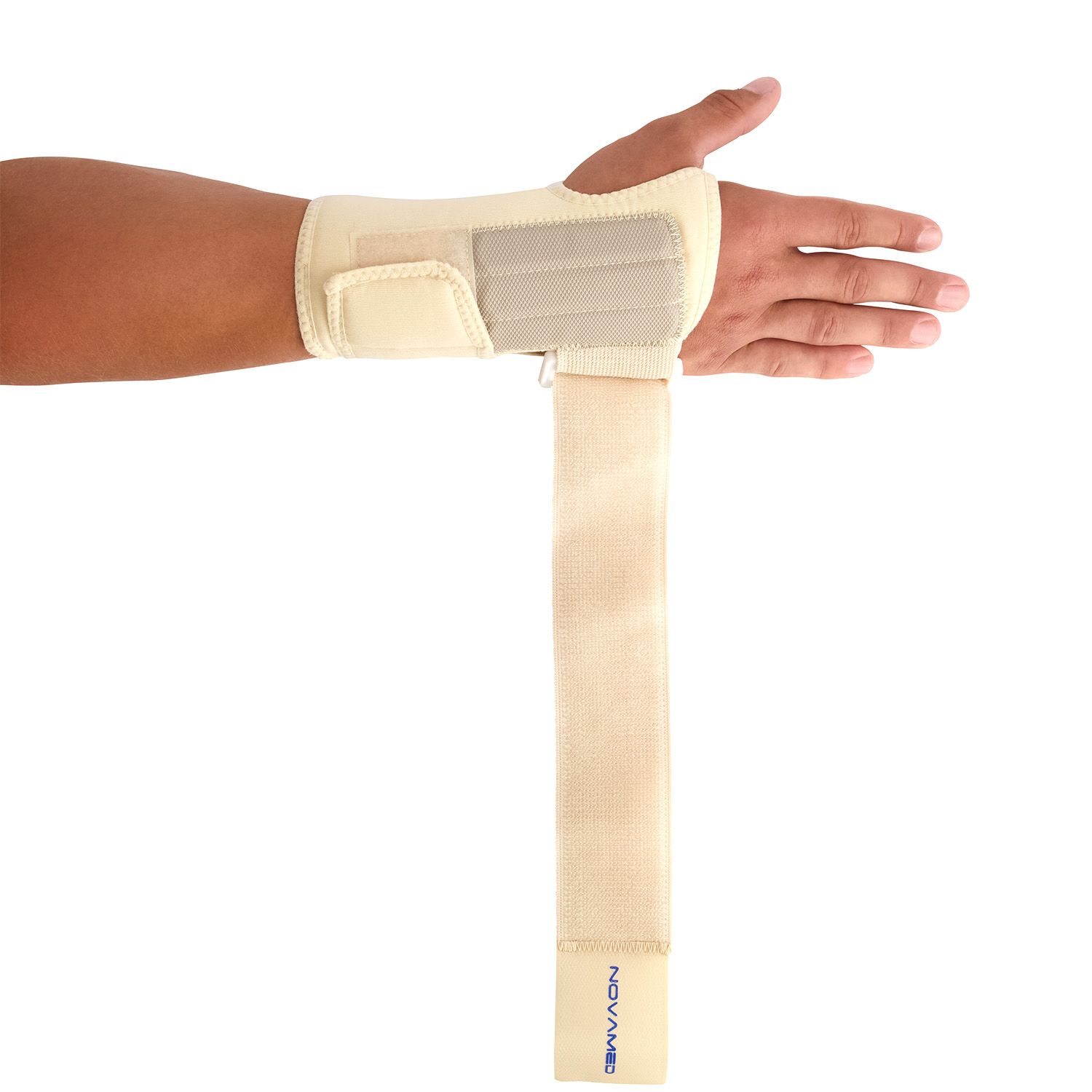 Top view of Novamed Lightweight Wrist Support in Beige unstrapped