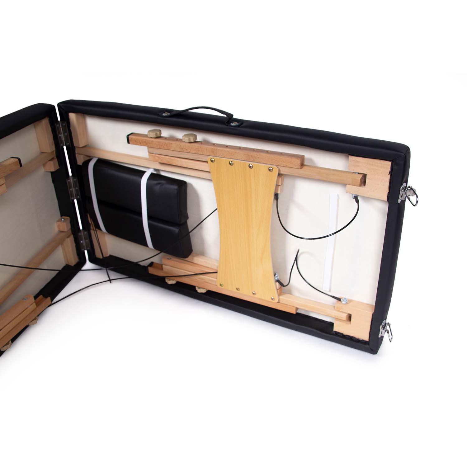 Dunimed Massage Table - Wooden Frame folded up in suitcase