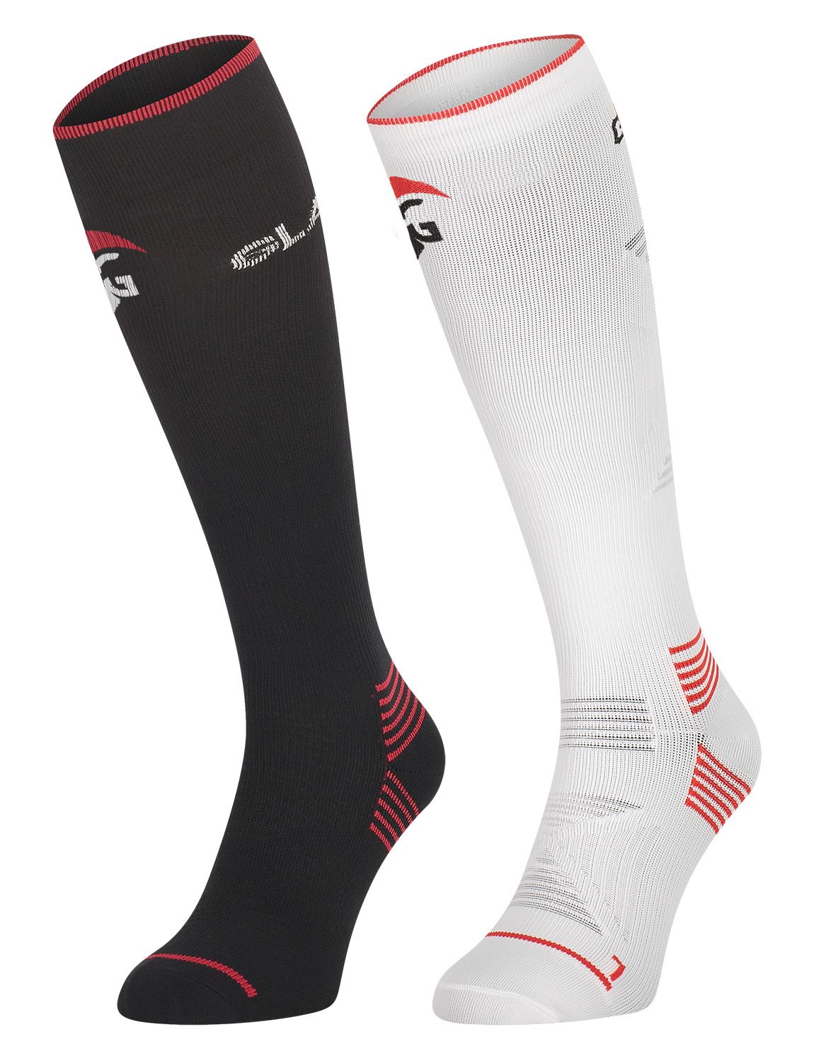 Front view of the Gladiator Sports Compression Stockings in Black and White
