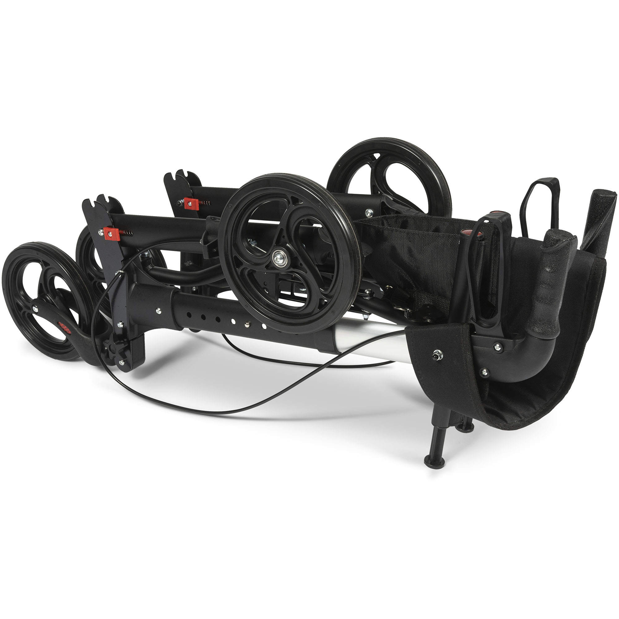 The Dunimed Premium Lightweight Rollator folded up and laid down