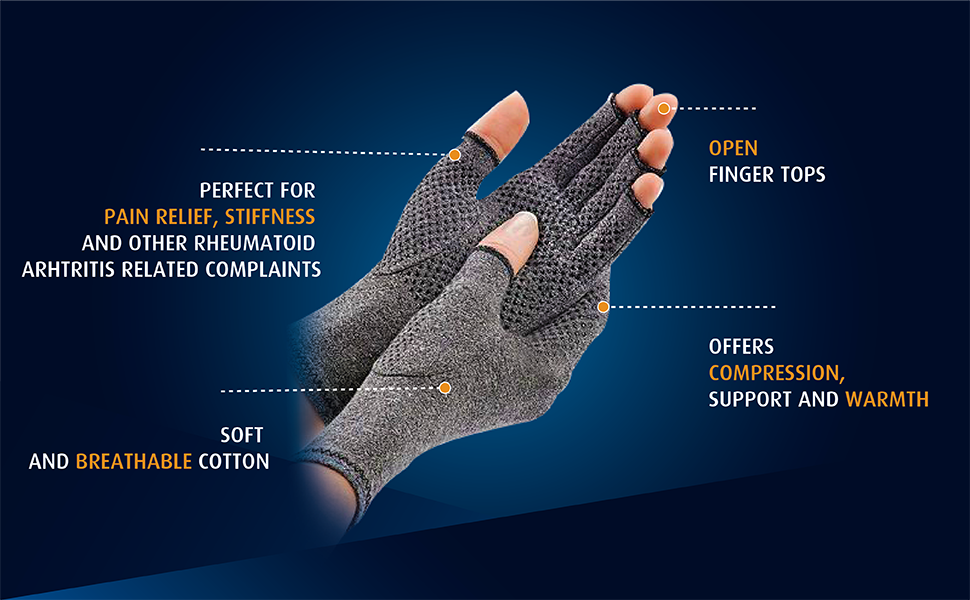 Dunimed Osteoarthritis / Rheumatoid Arthritis Gloves with Anti-slip Layer product features